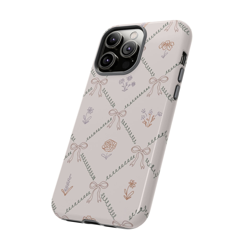 Floral Bow Pattern Tough iPhone Case