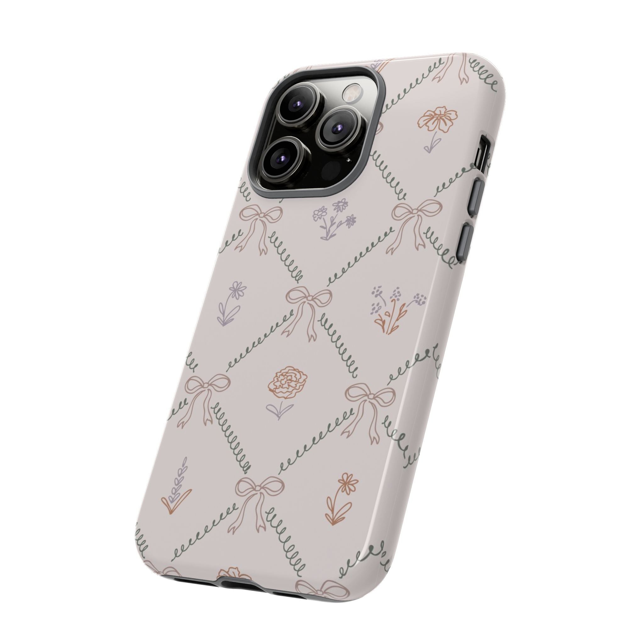 Floral Bow Pattern Tough iPhone Case