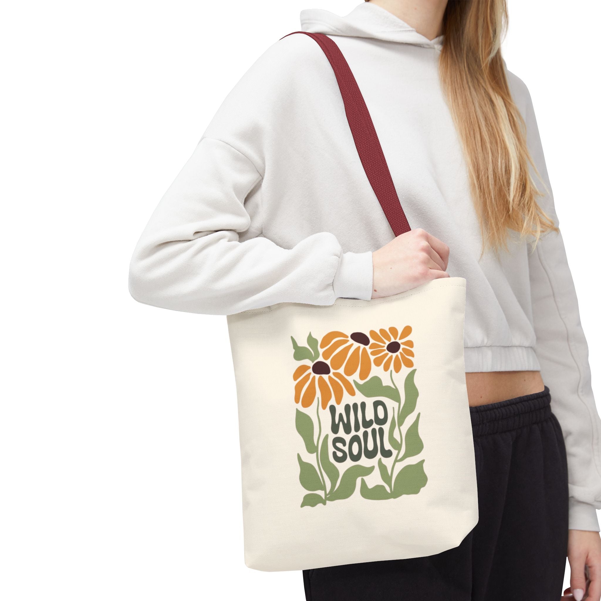 Wild Soul Floral Tote Bag — Boho Sunflower Canvas Carryall