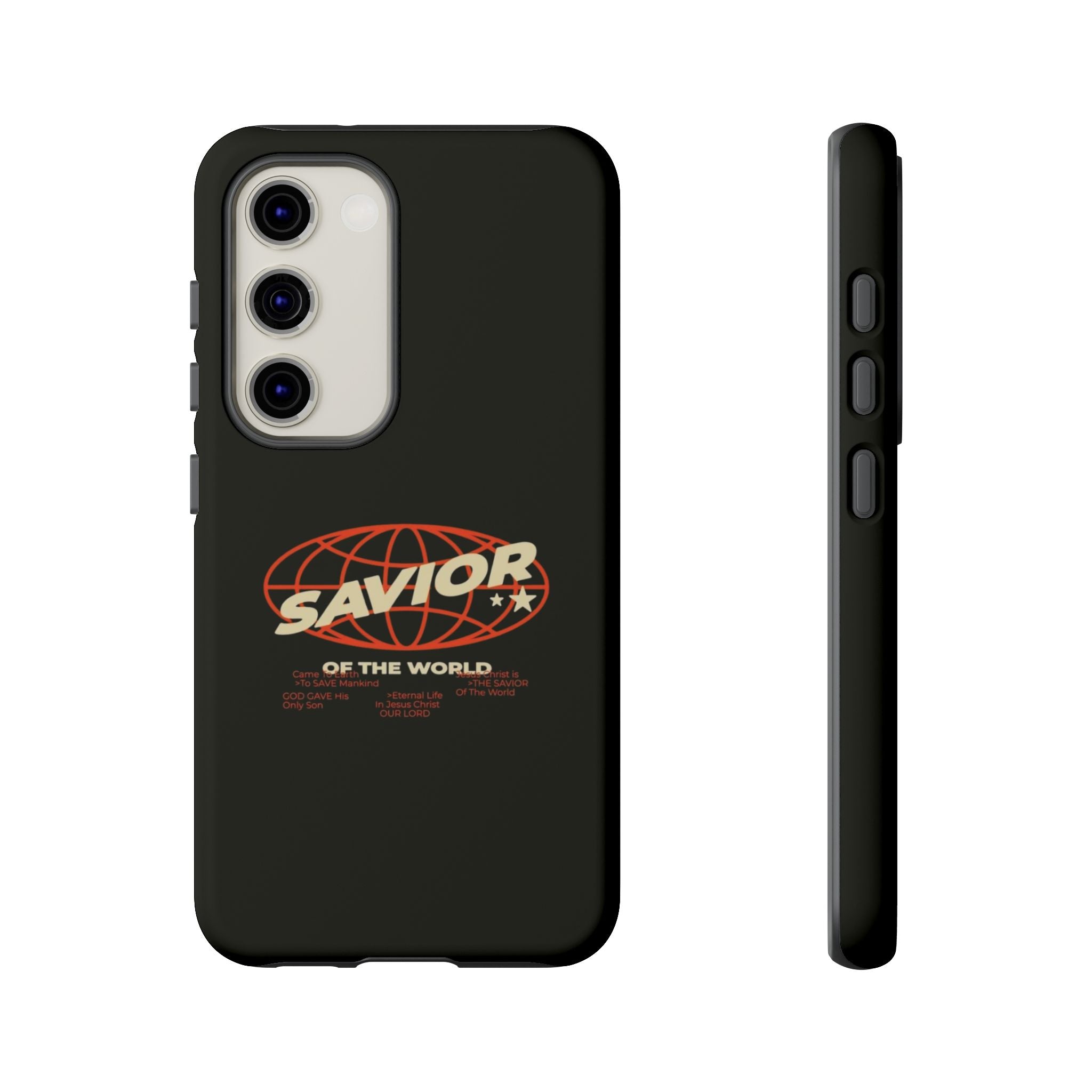 Savior of the World Black Protective Phone Case — Retro Globe Design