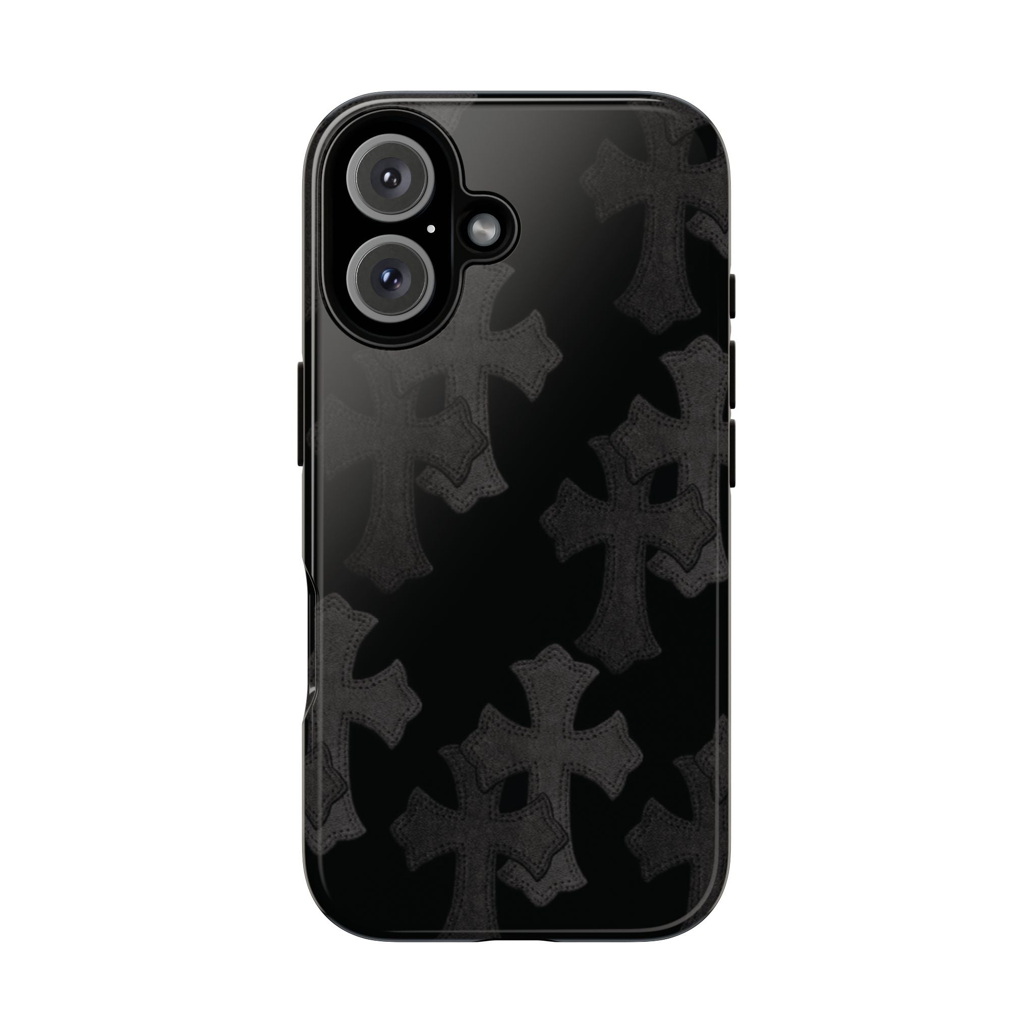 Black Cross Pattern Tough iPhone Case — Gothic Protective iPhone Cover