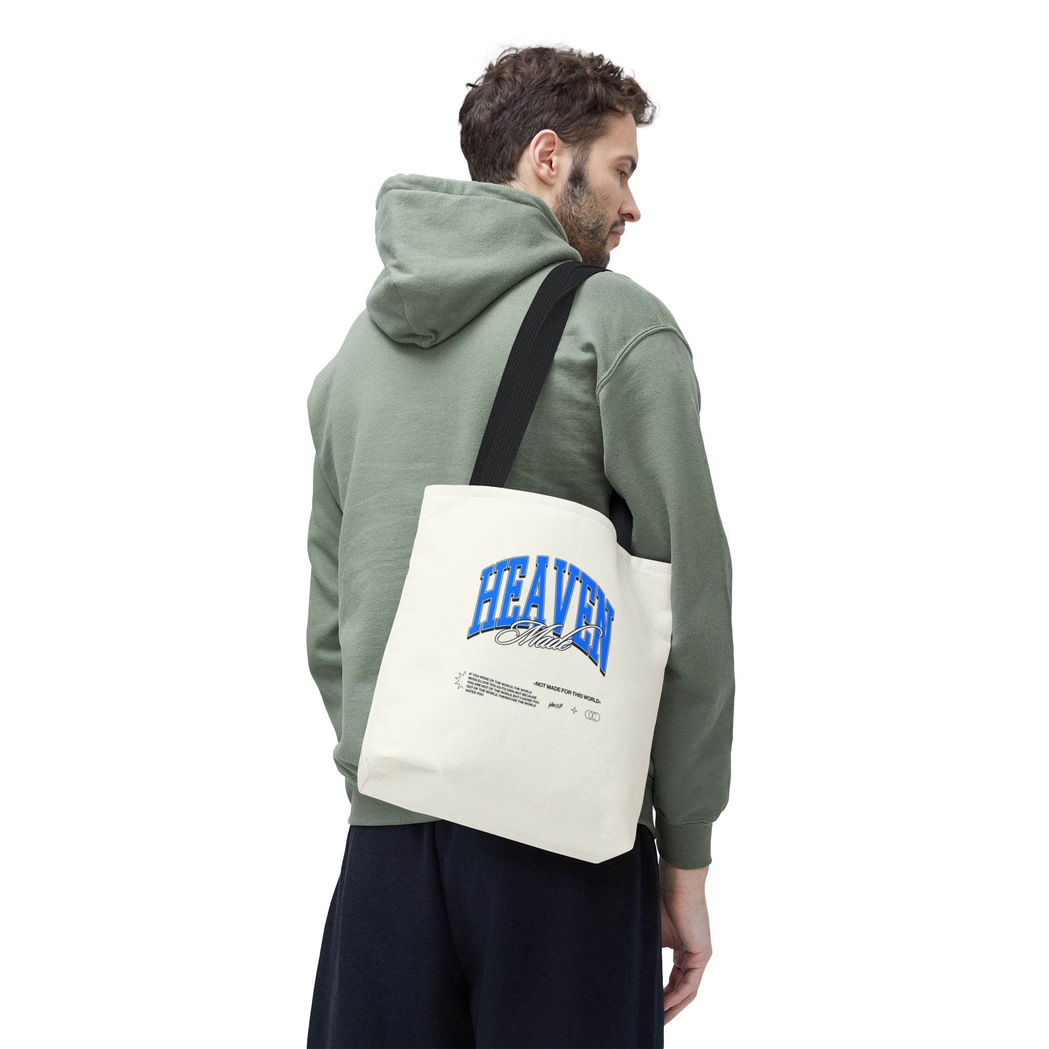 Heaven Music Tote Bag - Retro Blue Graphic All-Over Print