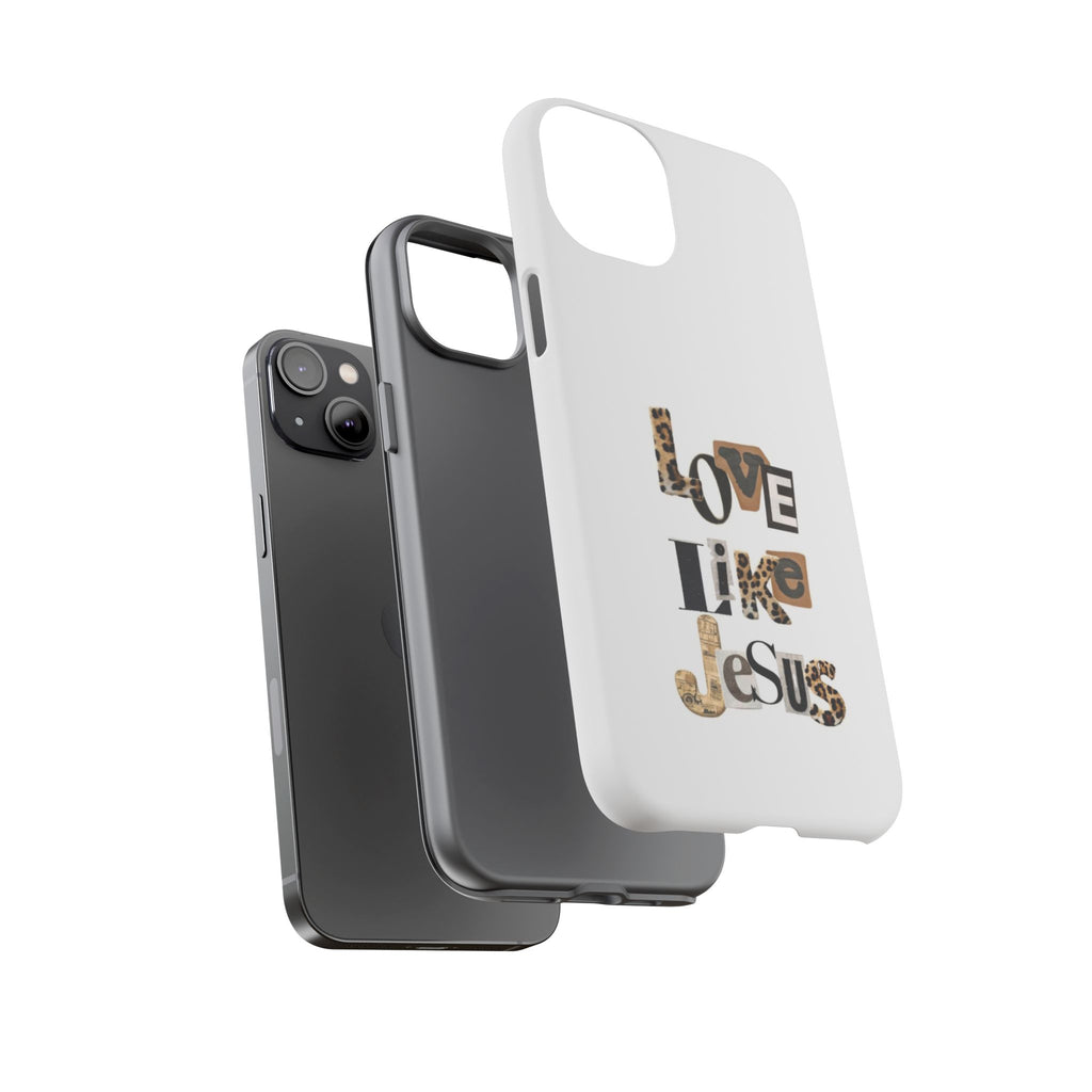 "Love Like Jesus" Leopard Print Christian Tough Phone Case