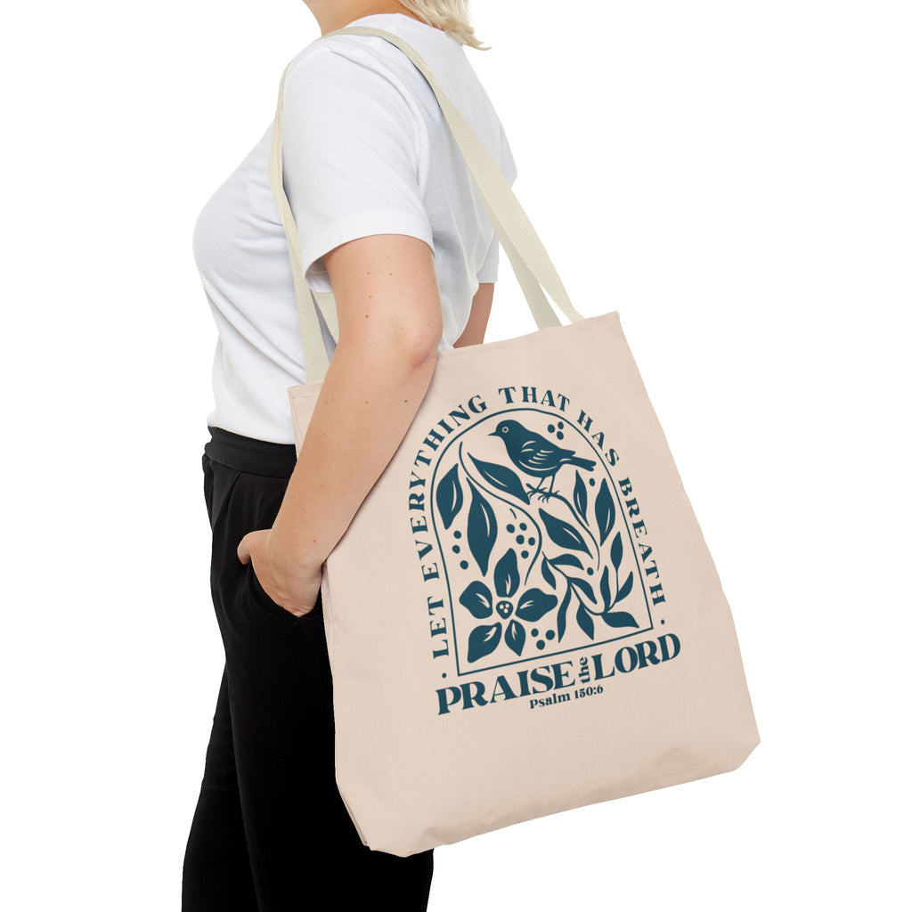 "Praise the Lord" Floral Psalm 150:6 Tote Bag