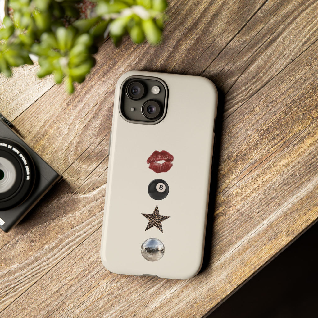 Kiss 8-Ball Star iPhone Case – Trendy Minimalist Protective Cover