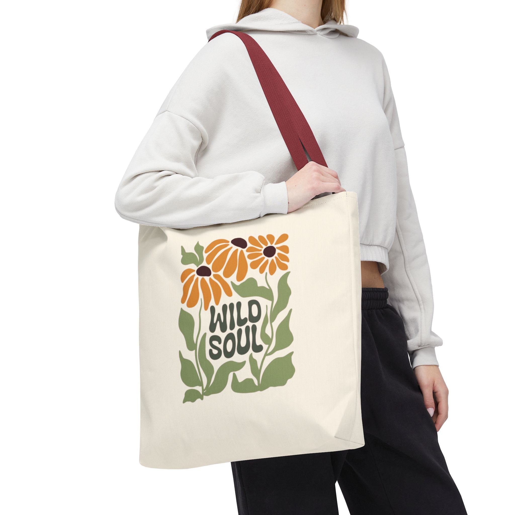 Wild Soul Floral Tote Bag — Boho Sunflower Canvas Carryall