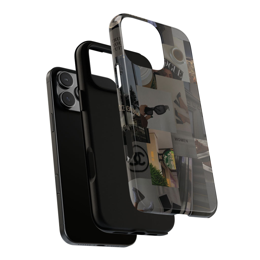 Collage Aesthetic Tough iPhone Case — Chic Cafe & Fashion Mood Board