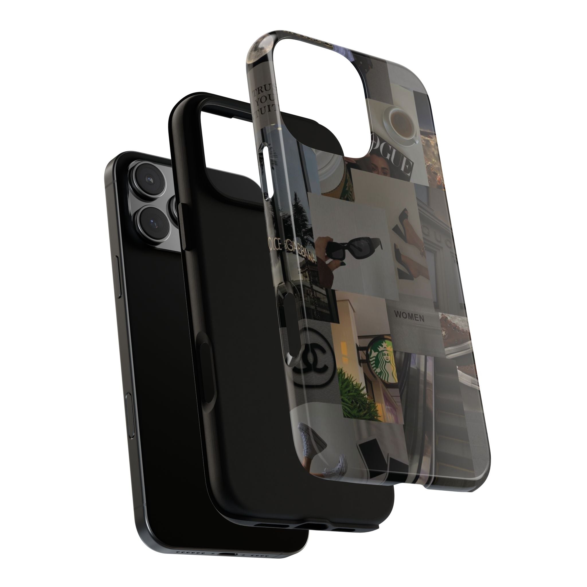 Collage Aesthetic Tough iPhone Case — Chic Cafe & Fashion Mood Board