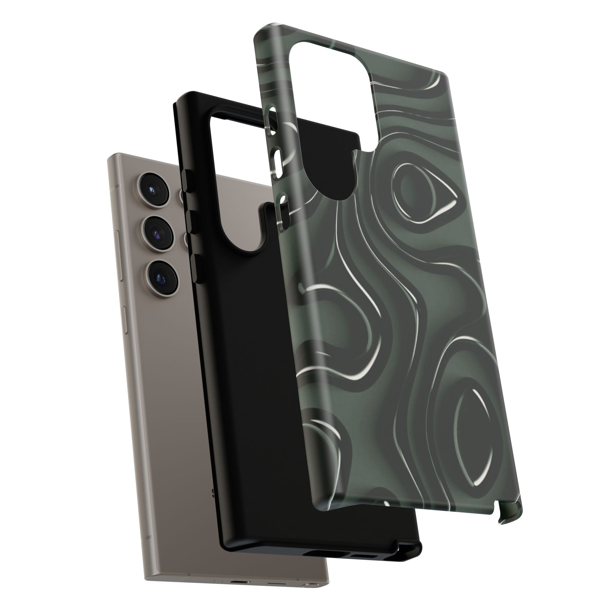 Dark Green Abstract Swirl Tough Phone Case