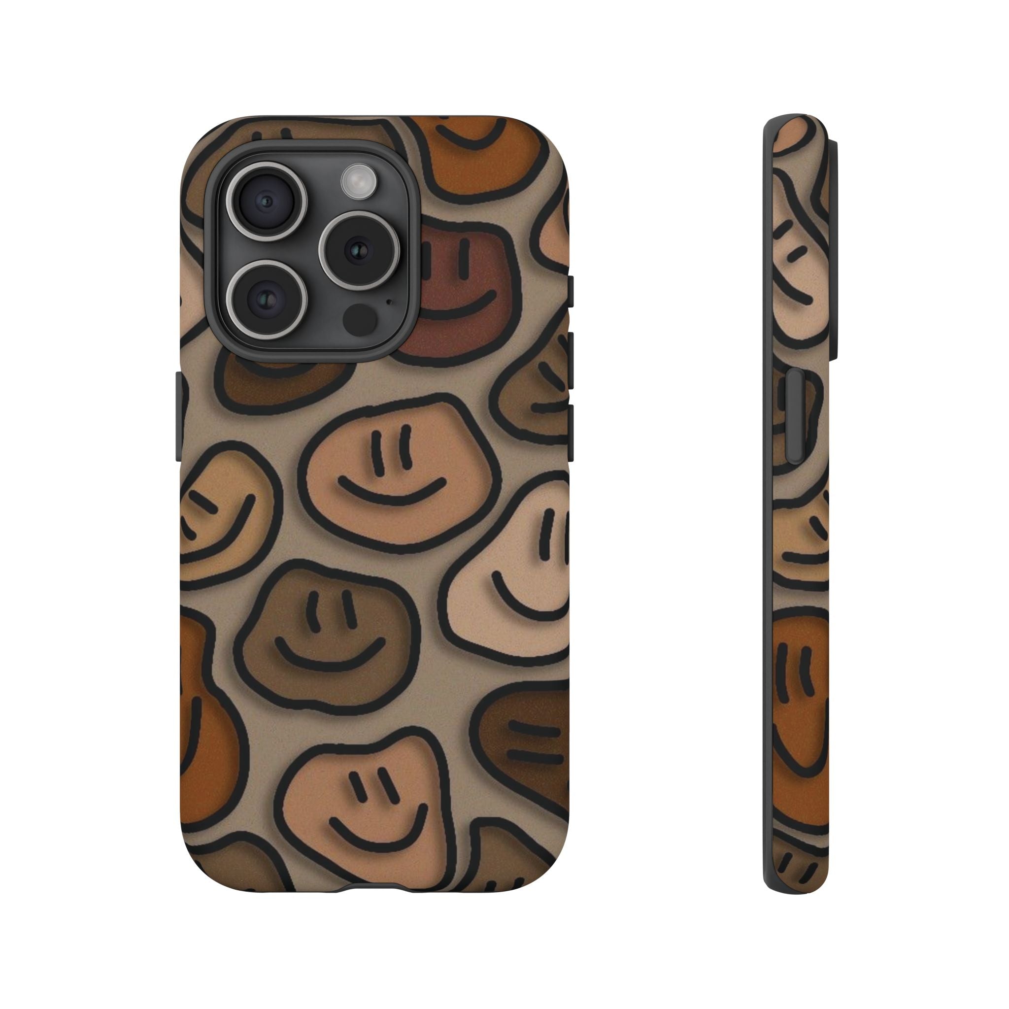 Smiley Faces iPhone Case — Neutral Brown Diverse Smiles Protective Cover
