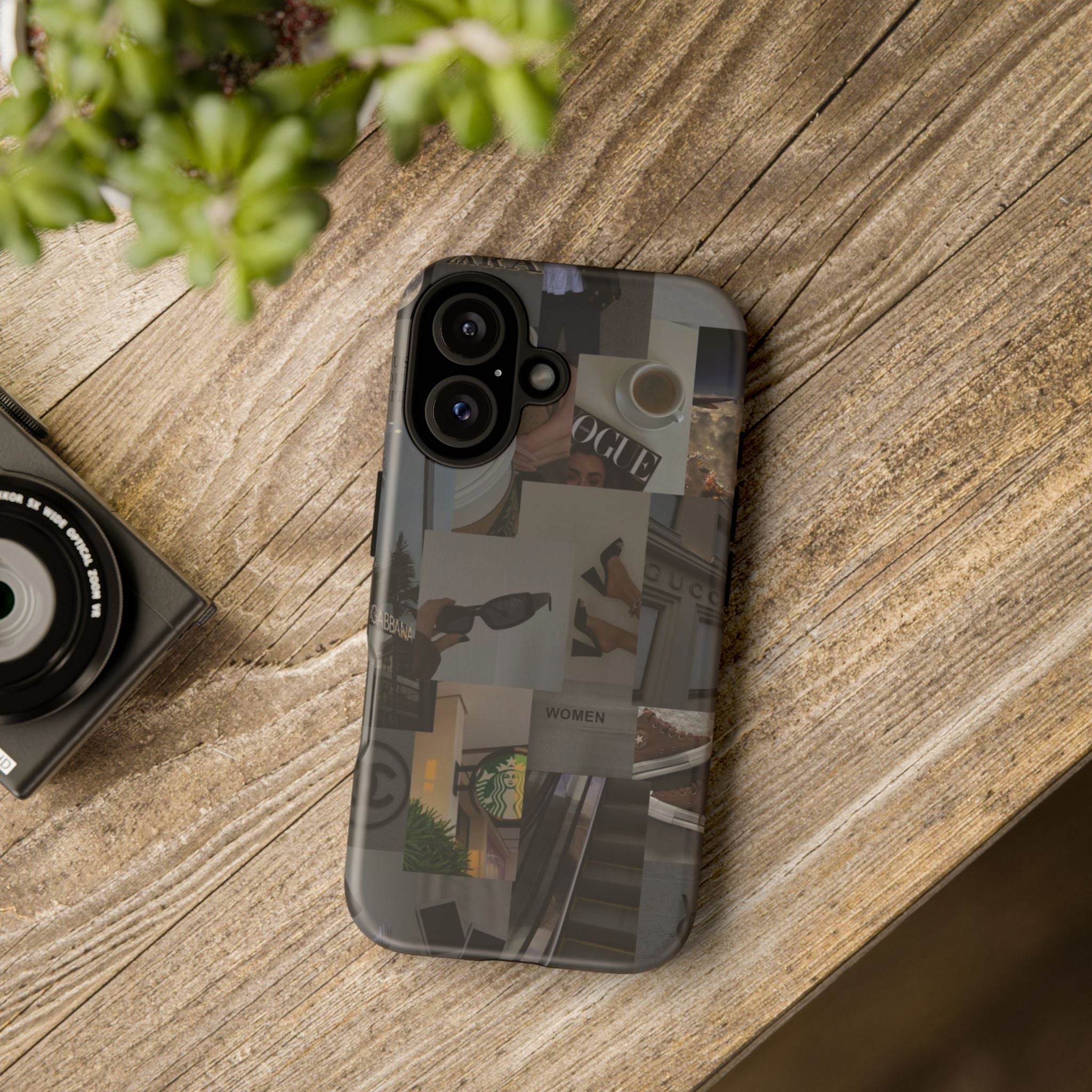 Collage Aesthetic Tough iPhone Case — Chic Cafe & Fashion Mood Board
