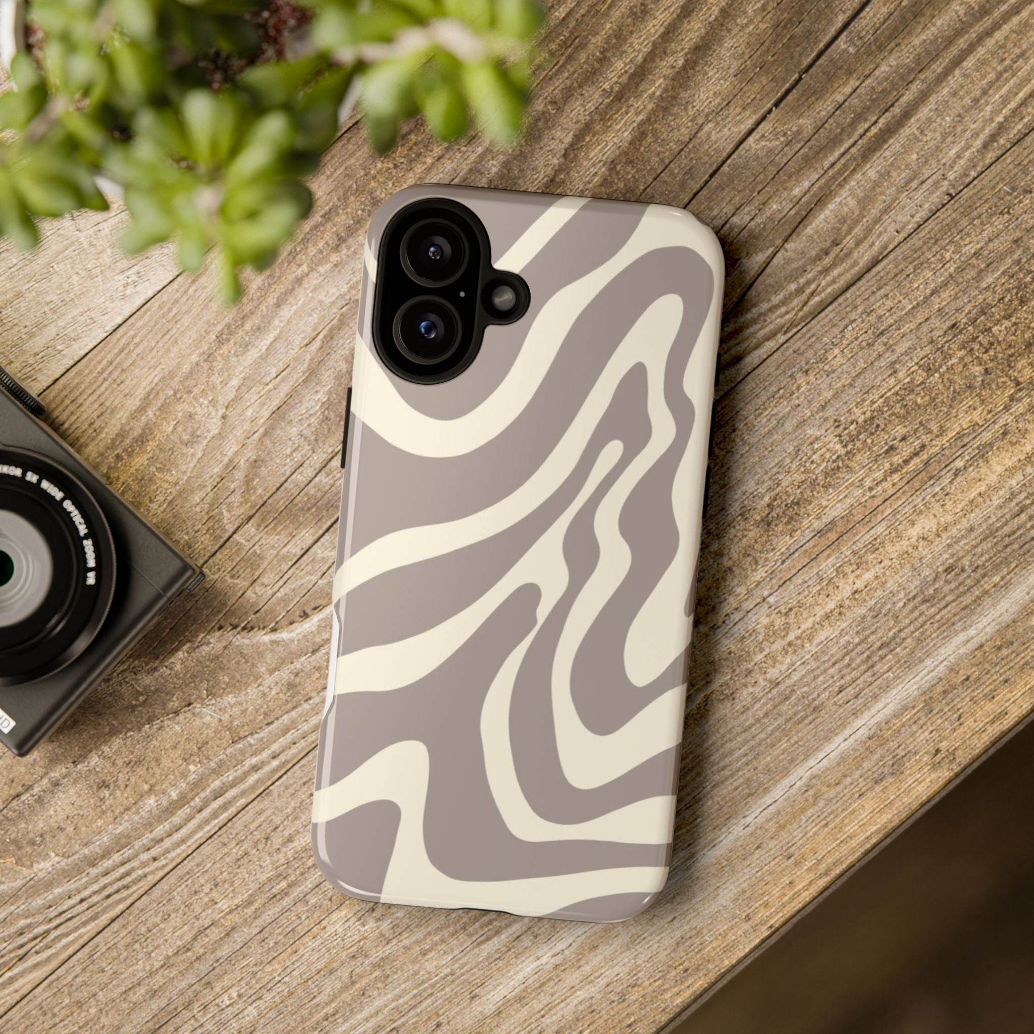 Neutral Zebra Print Tough iPhone Case