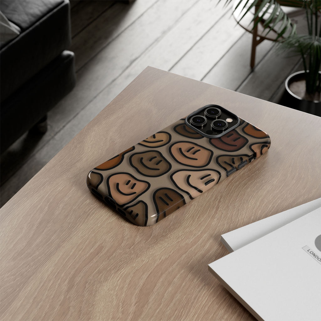 Smiley Faces iPhone Case — Neutral Brown Diverse Smiles Protective Cover