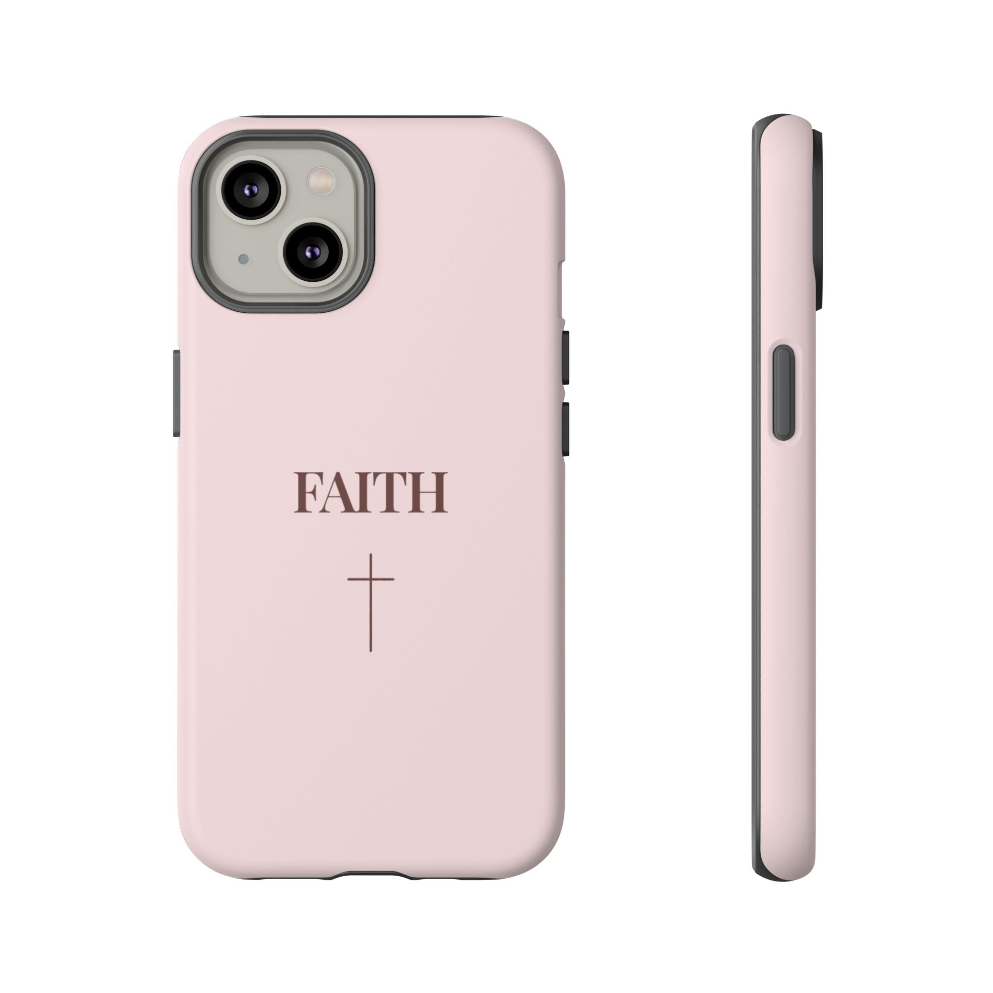 Faith Cross Tough Phone Case — Minimal Pink Christian iPhone Cover
