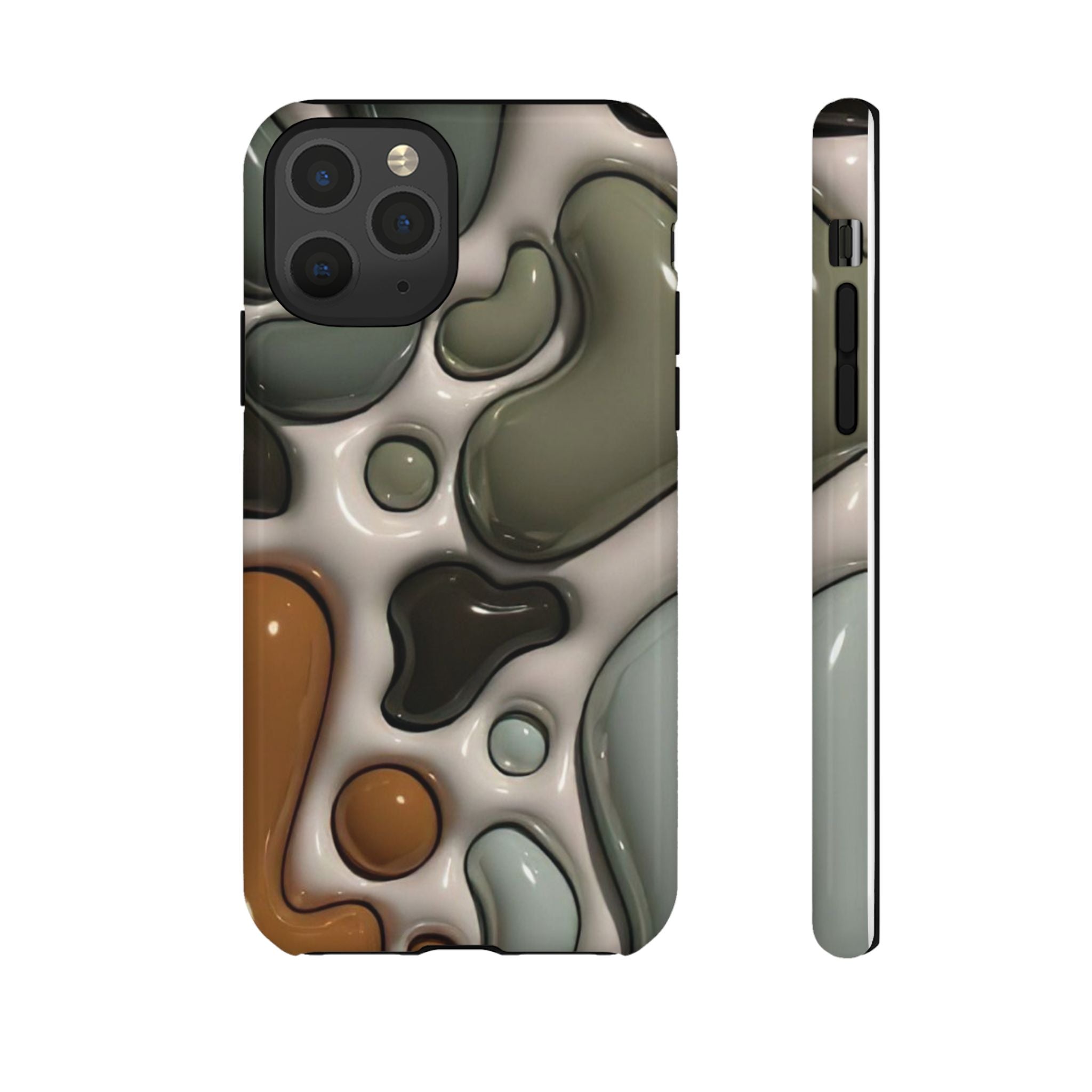 Abstract Pebble Pattern iPhone Case — Modern Organic Camouflage Tough Case