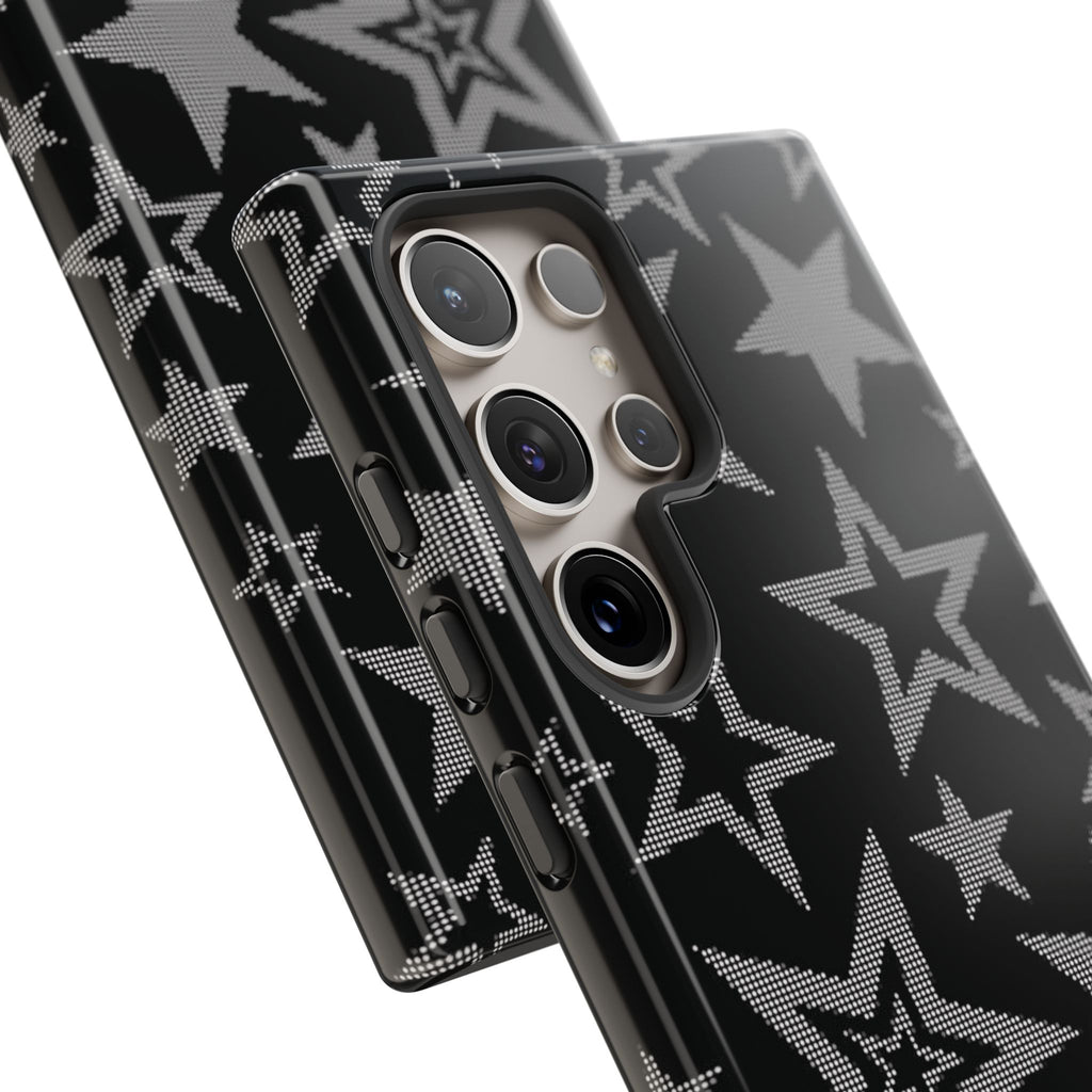 Black Star Pattern Tough Phone Case — Durable Protective Phone Cover