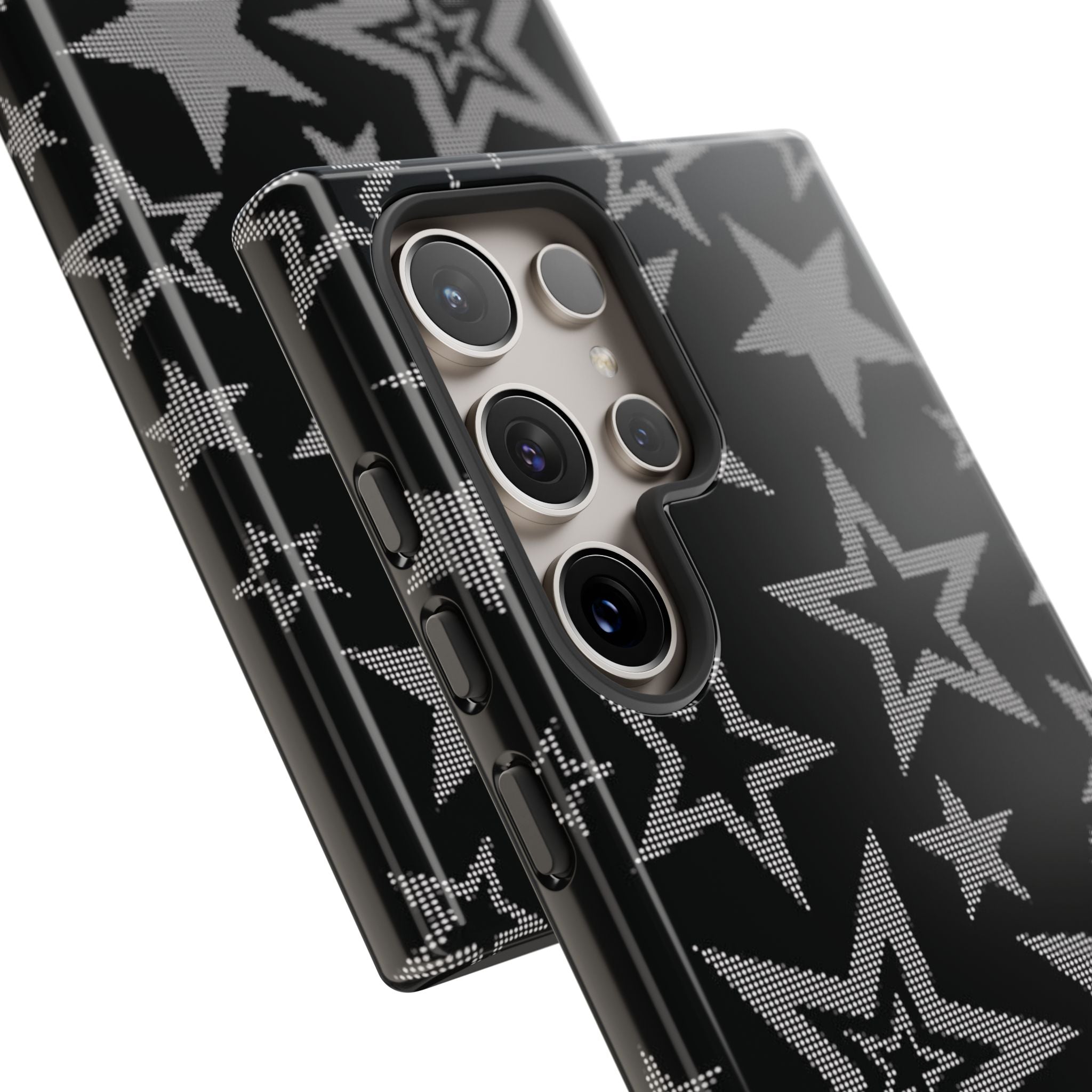 Black Star Pattern Tough Phone Case — Durable Protective Phone Cover