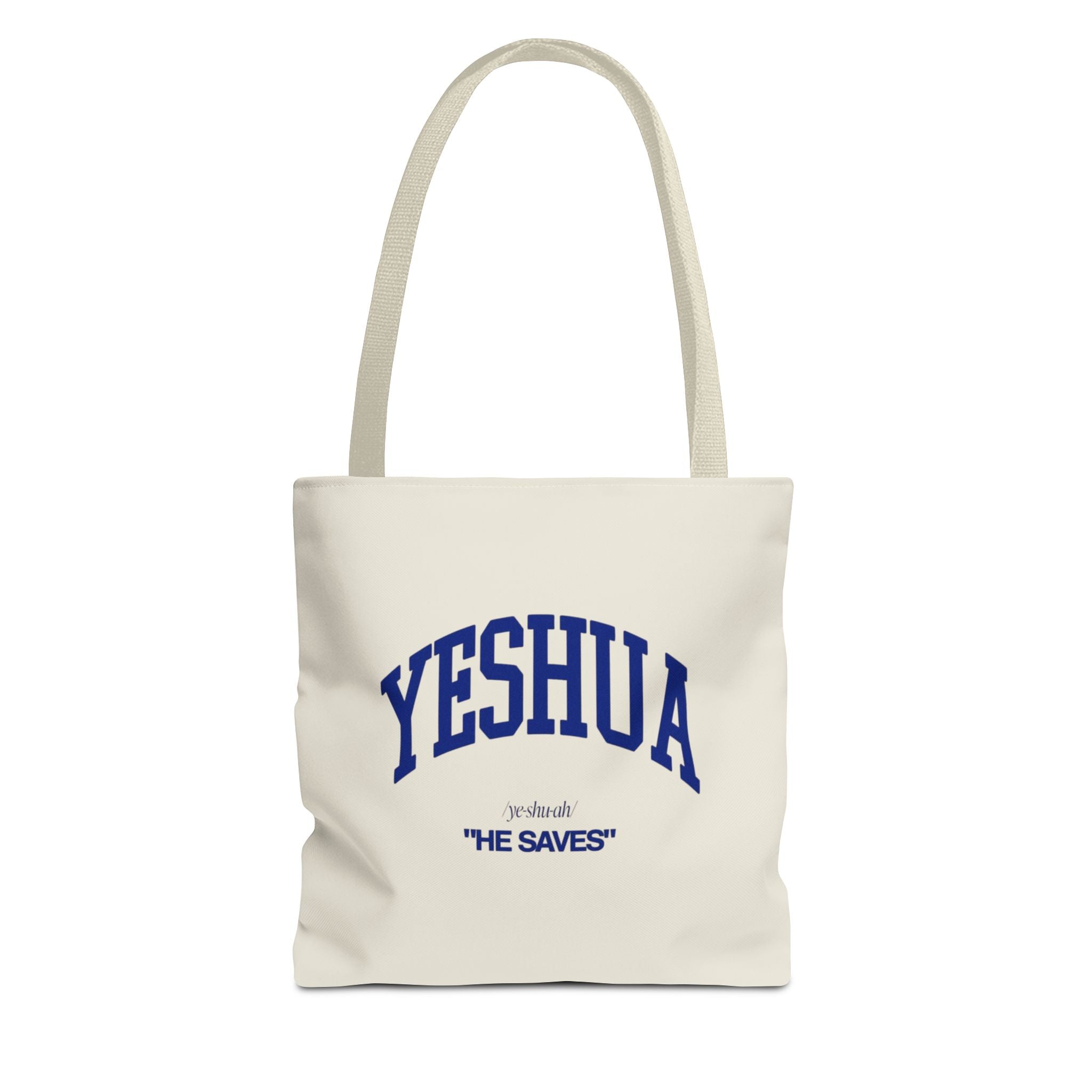 Yeshua 'He Saves' Scripture Tote Bag — Faith-Based Christian Canvas Tote