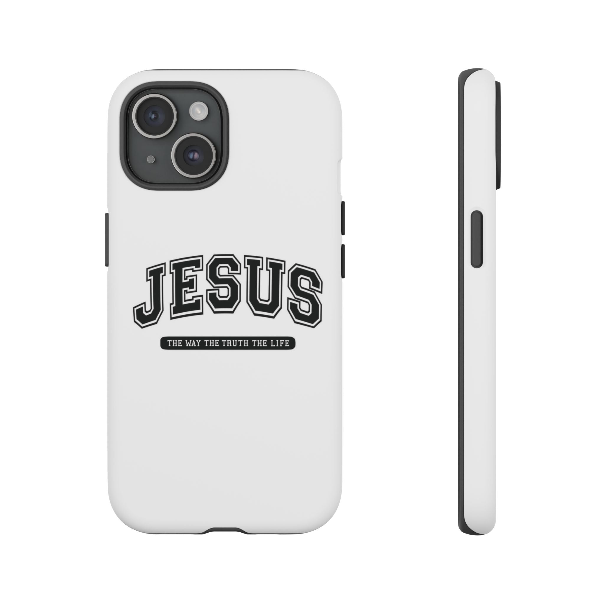 Jesus varsity phone case — 'Jesus: The Way The Truth The Life' tough protective cover