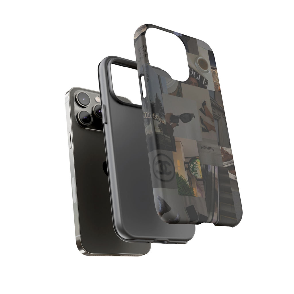 Collage Aesthetic Tough iPhone Case — Chic Cafe & Fashion Mood Board