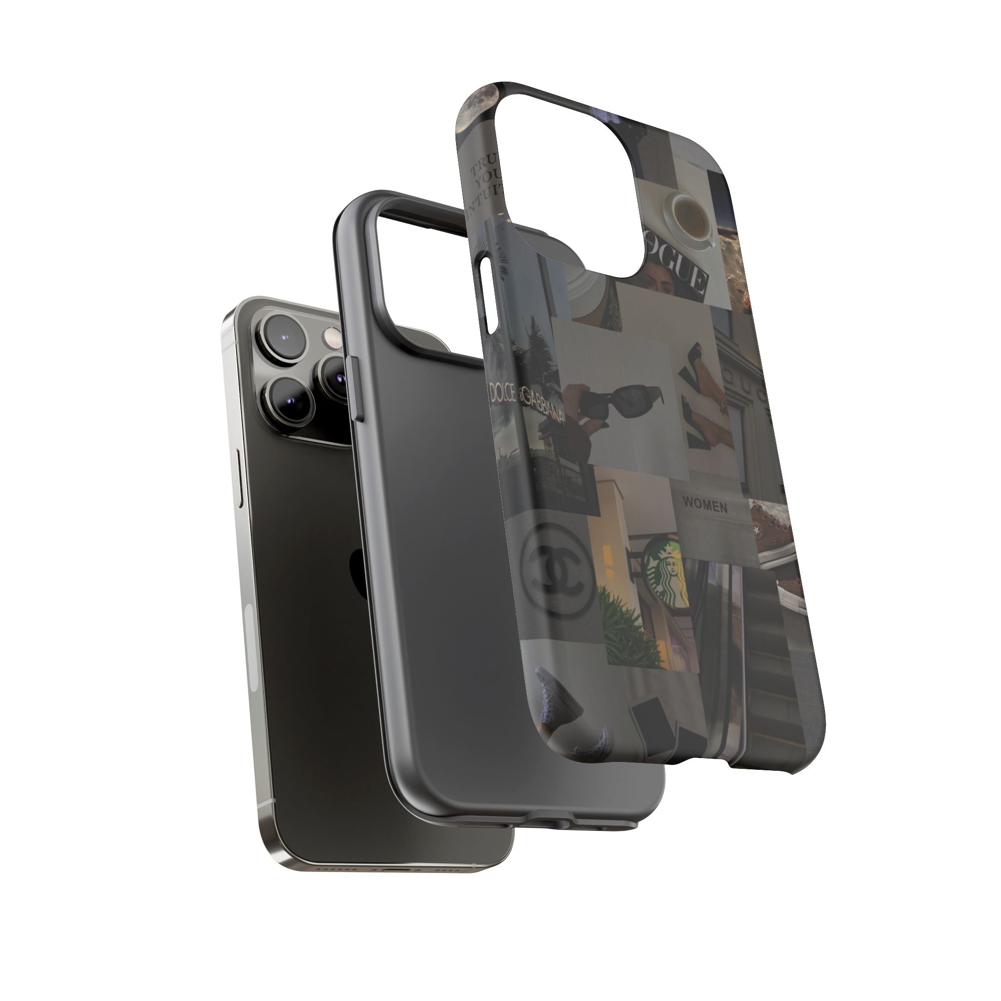 Collage Aesthetic Tough iPhone Case — Chic Cafe & Fashion Mood Board