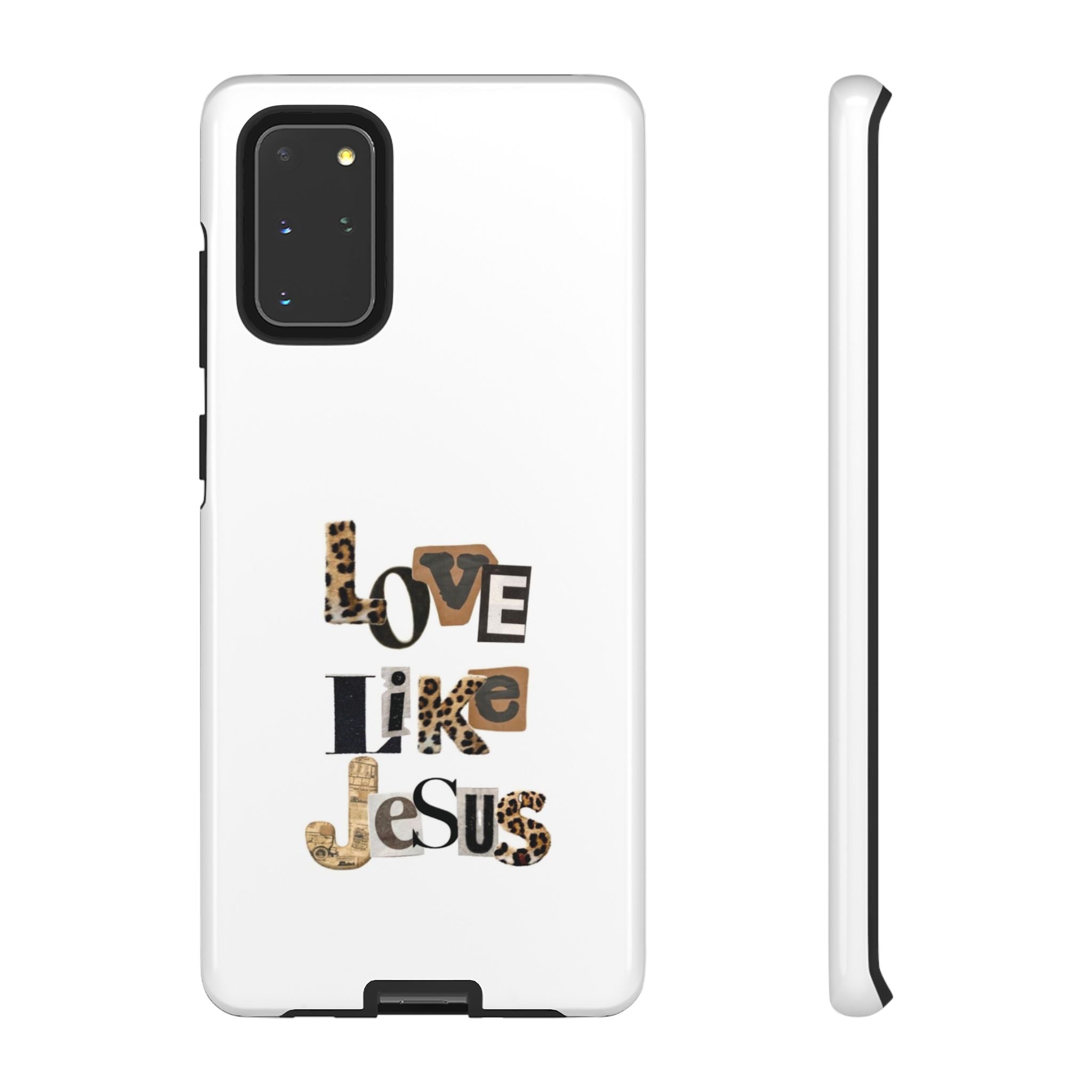 "Love Like Jesus" Leopard Print Christian Tough Phone Case