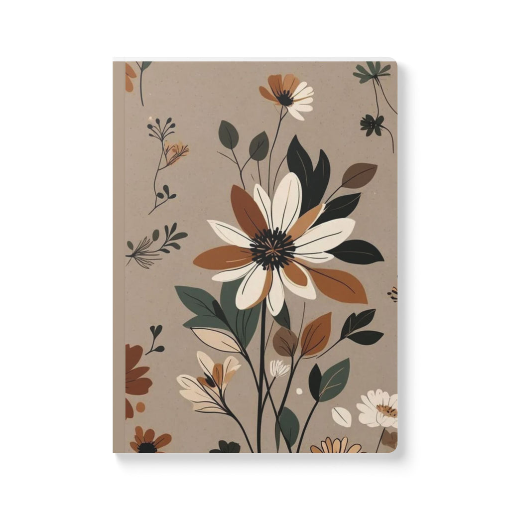 Floral Meadow Softcover Journal — Neutral Boho Daisy Notebook