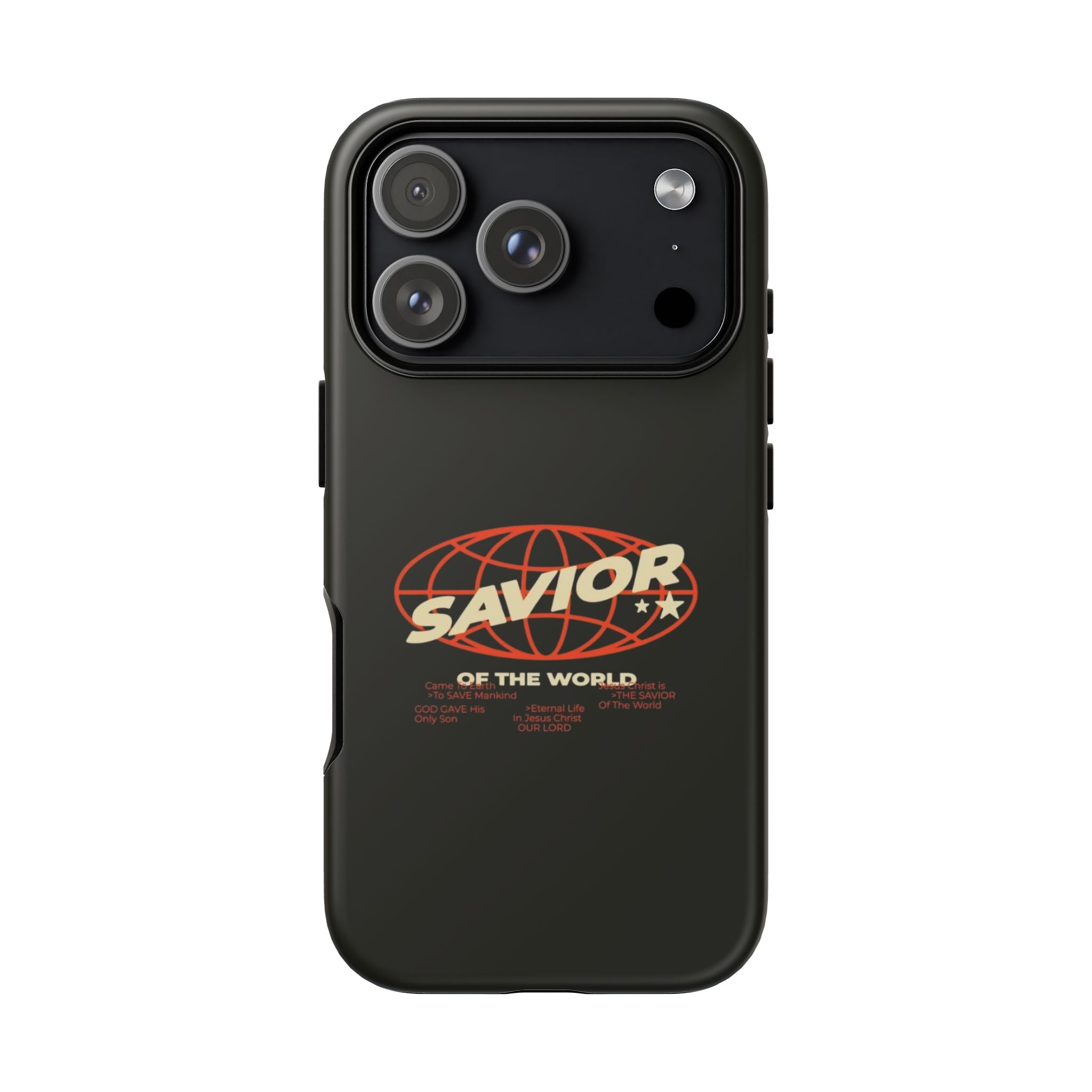 Savior of the World Black Protective Phone Case — Retro Globe Design