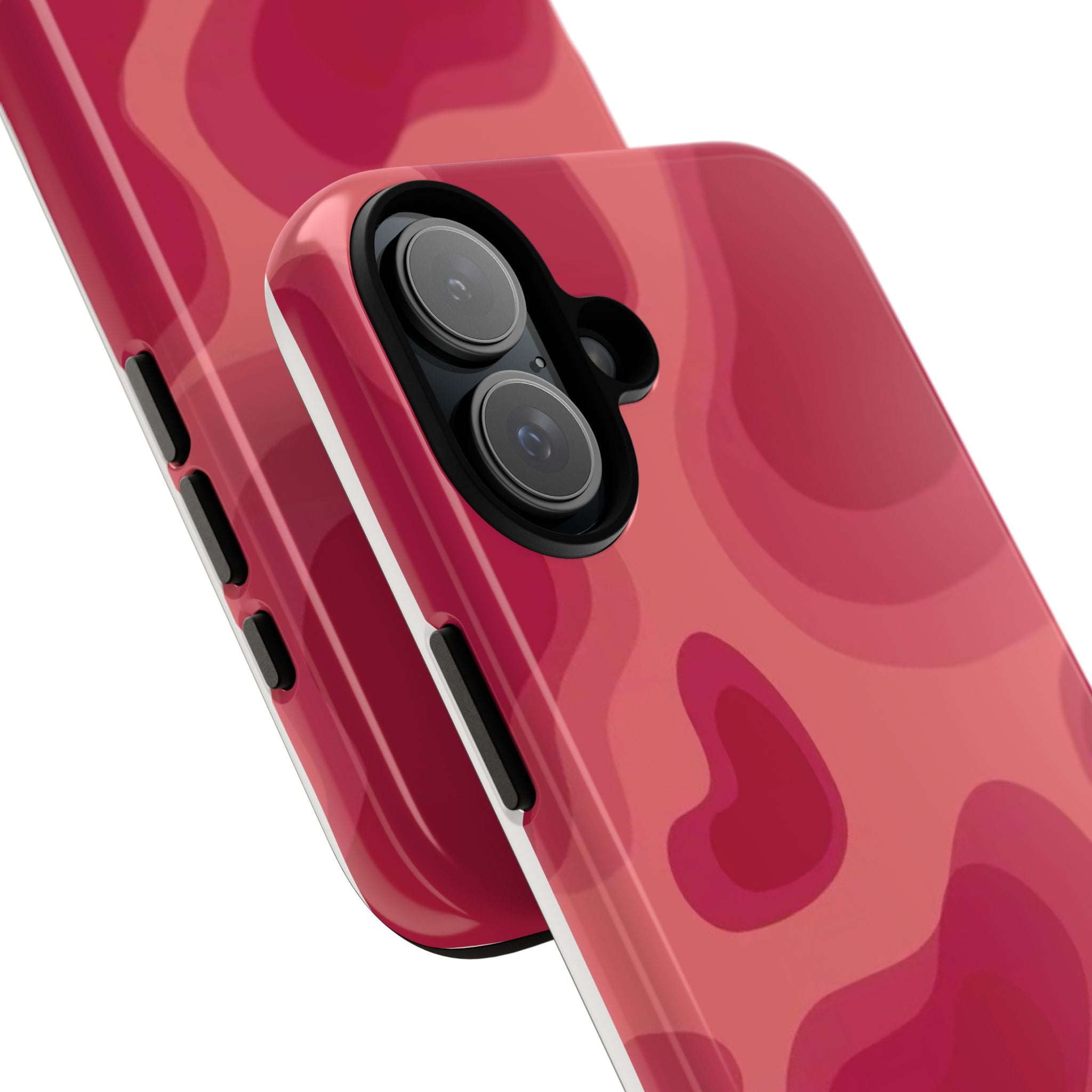 Red Pink Camo iPhone Case — Abstract Heart Pattern Tough Protective Cover