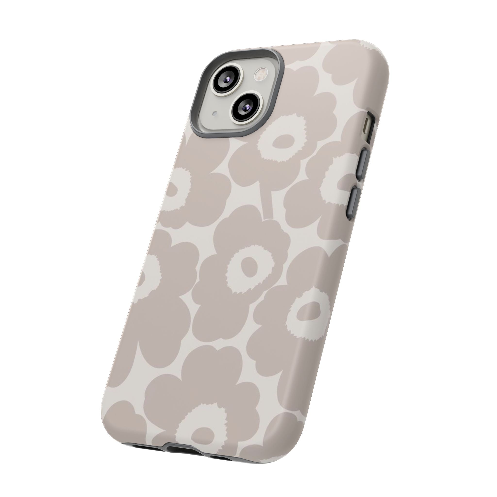 Floral Tough iPhone Case — Neutral Beige Poppy Protective Cover