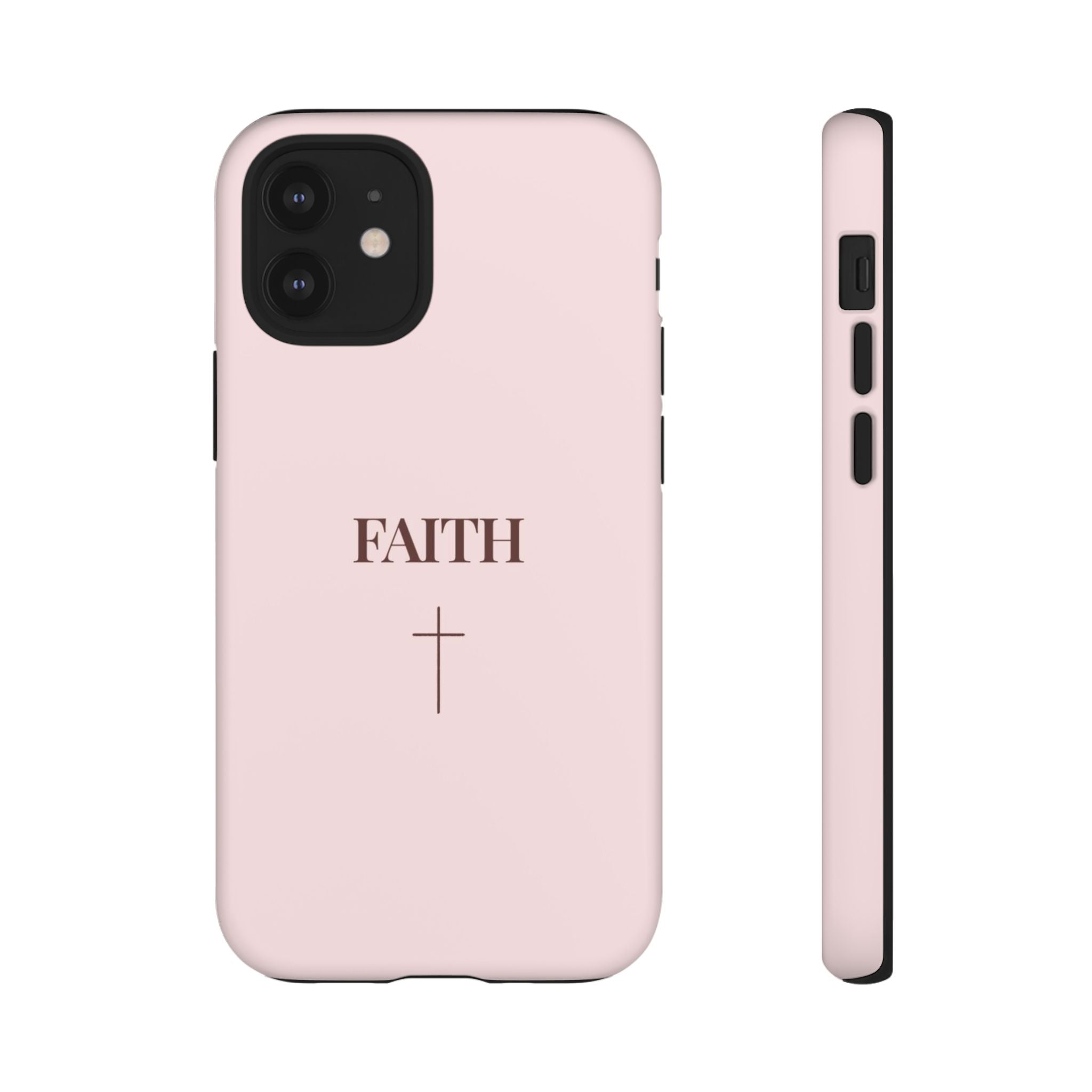 Faith Cross Tough Phone Case — Minimal Pink Christian iPhone Cover