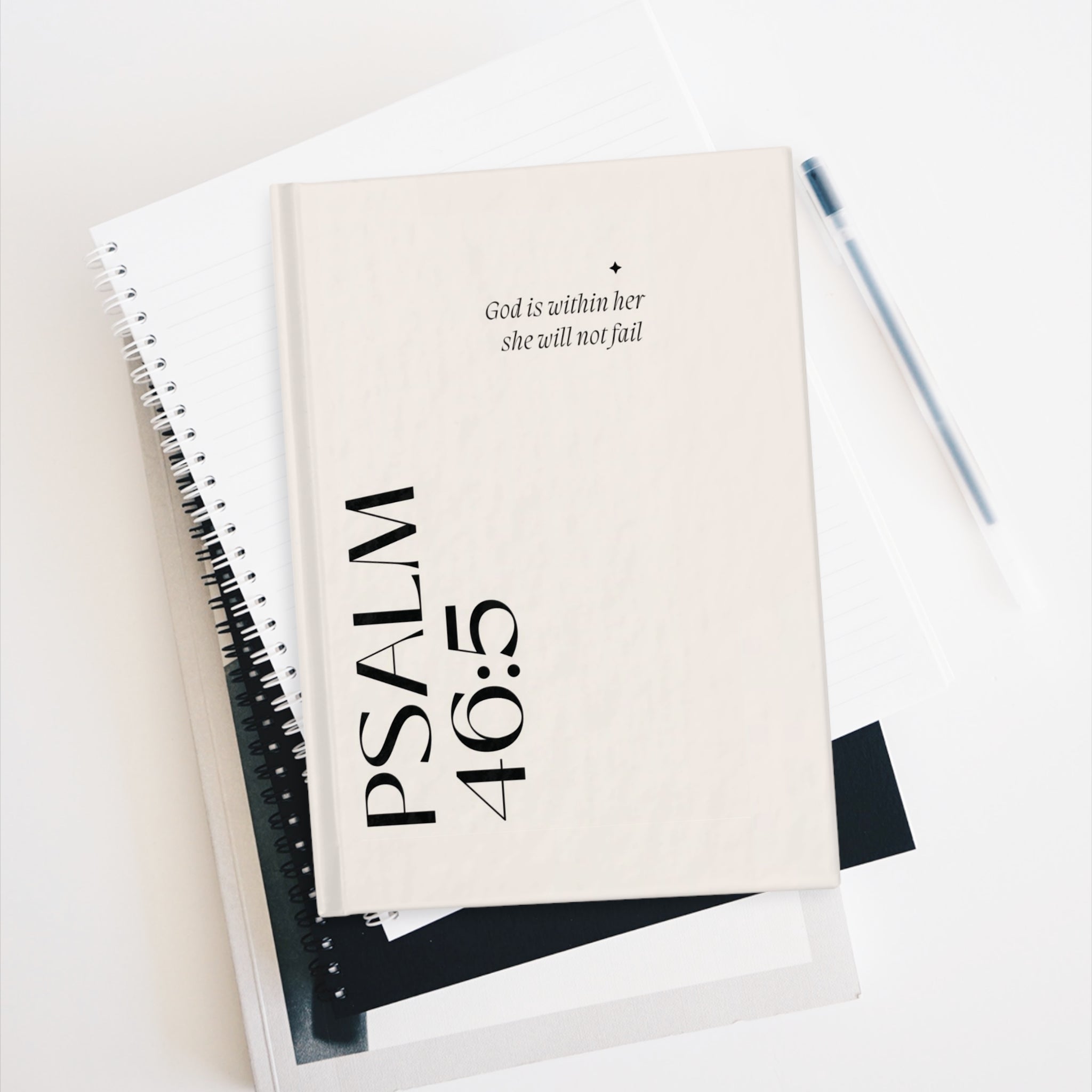 Psalm 46:5 Ruled Journal — "God is within her; she will not fail" Faith Hardcover Notebook