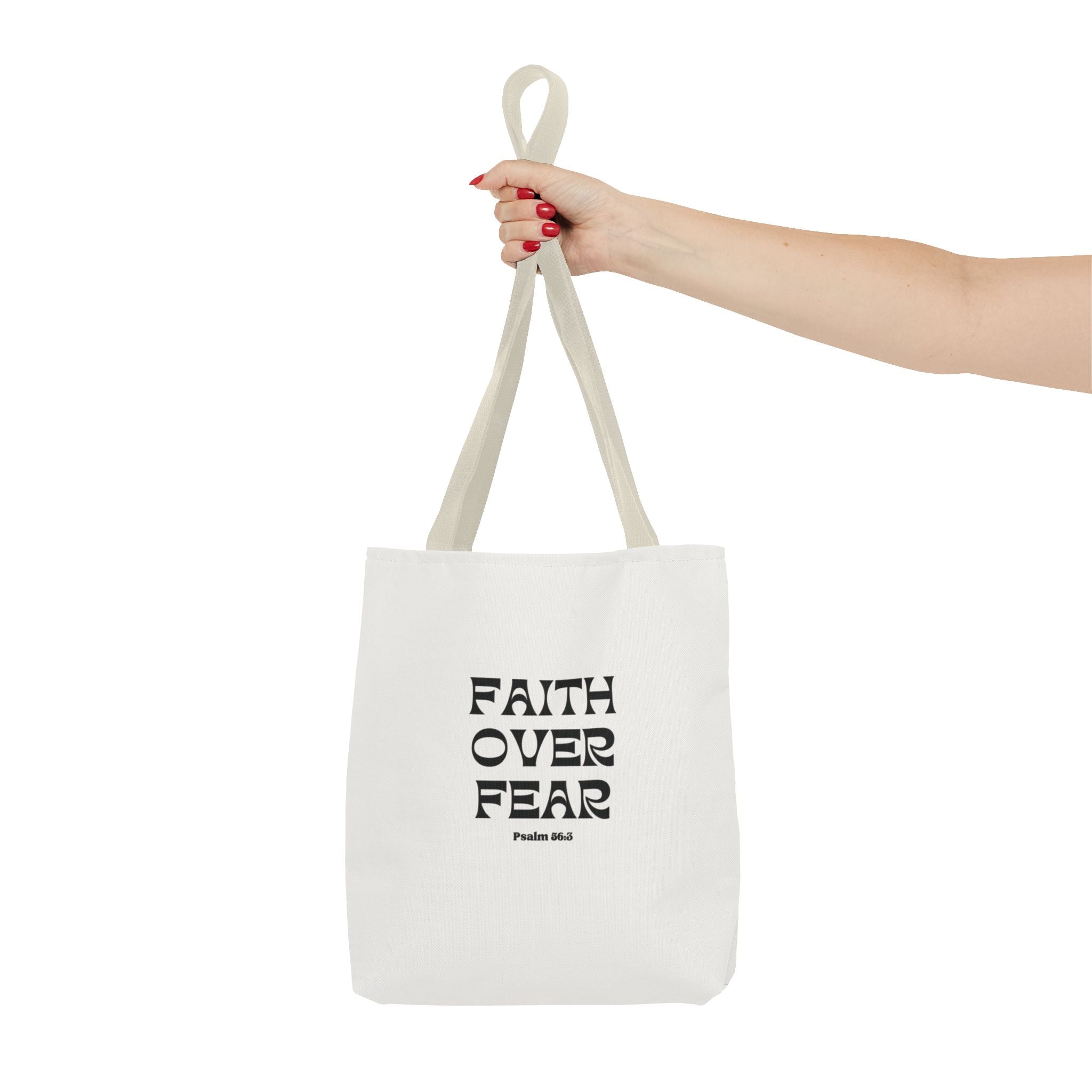Faith Over Fear Tote Bag — Christian Inspirational Scripture Bag (Psalm 56:3)