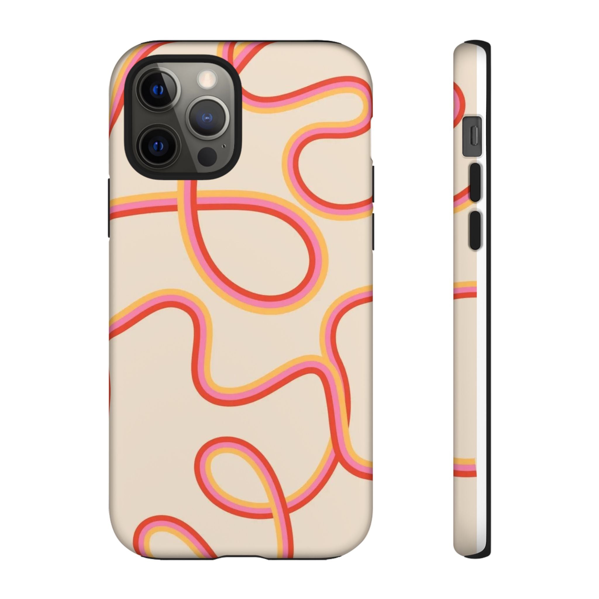 Retro Loop Pattern iPhone Case – Peach & Sunset Abstract Tough Case