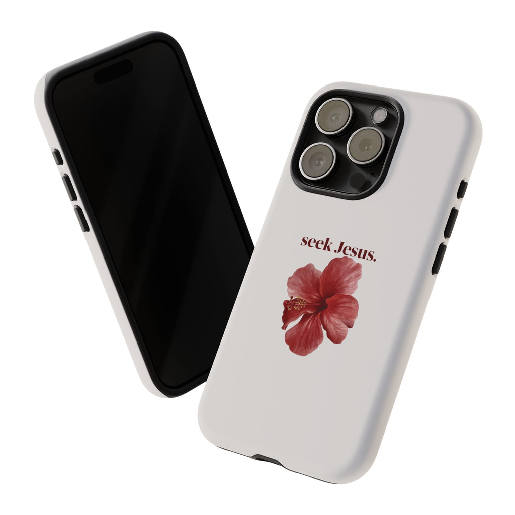 "seek Jesus." Floral Tough Protective Case