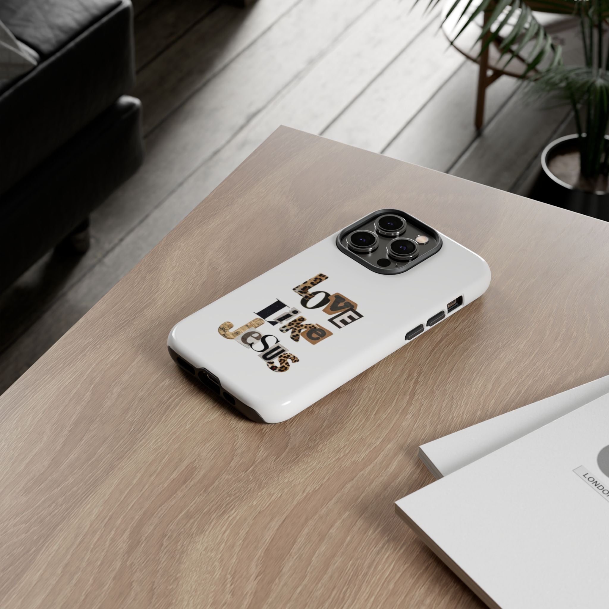 "Love Like Jesus" Leopard Print Christian Tough Phone Case