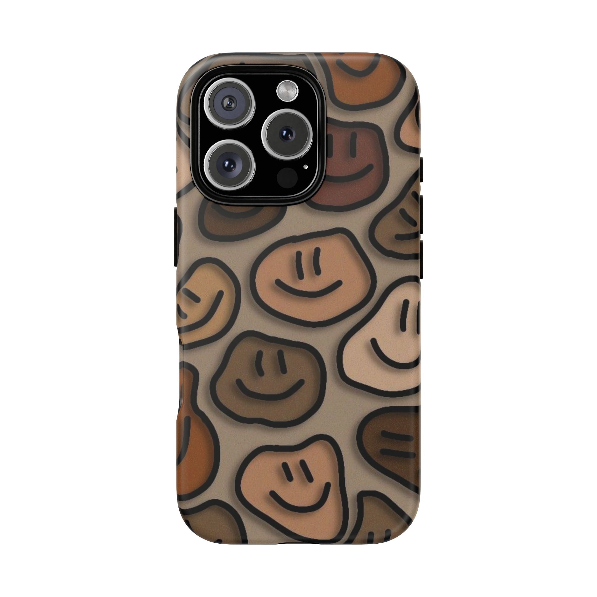 Smiley Faces iPhone Case — Neutral Brown Diverse Smiles Protective Cover