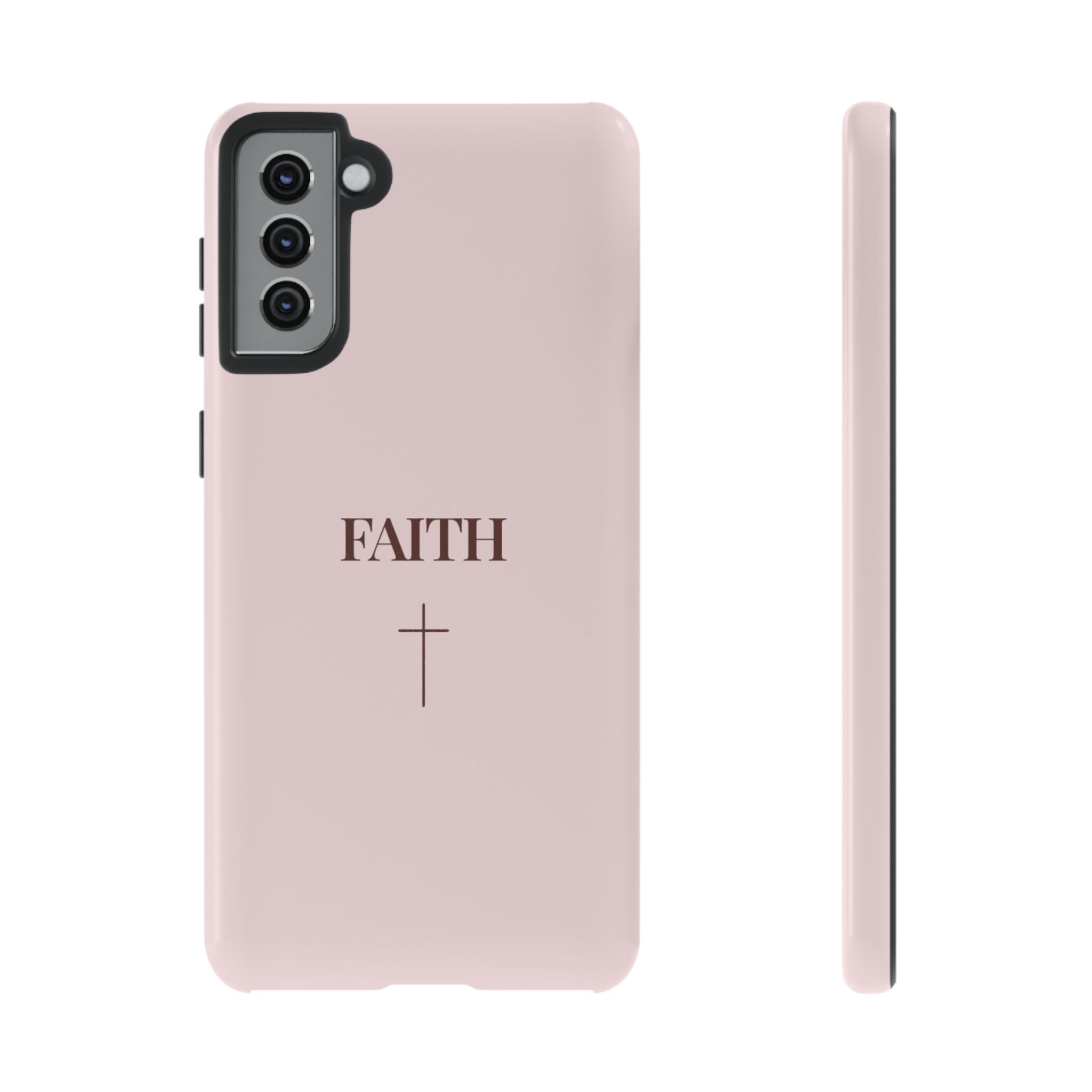 Faith Cross Tough Phone Case — Minimal Pink Christian iPhone Cover