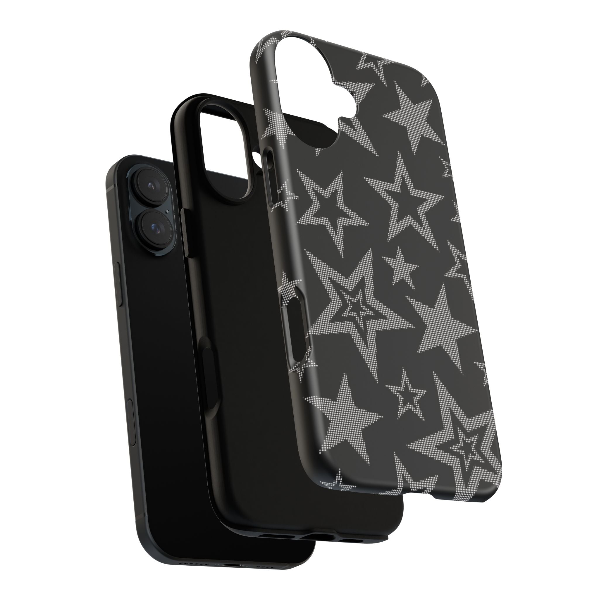 Black Star Pattern Tough Phone Case — Durable Protective Phone Cover