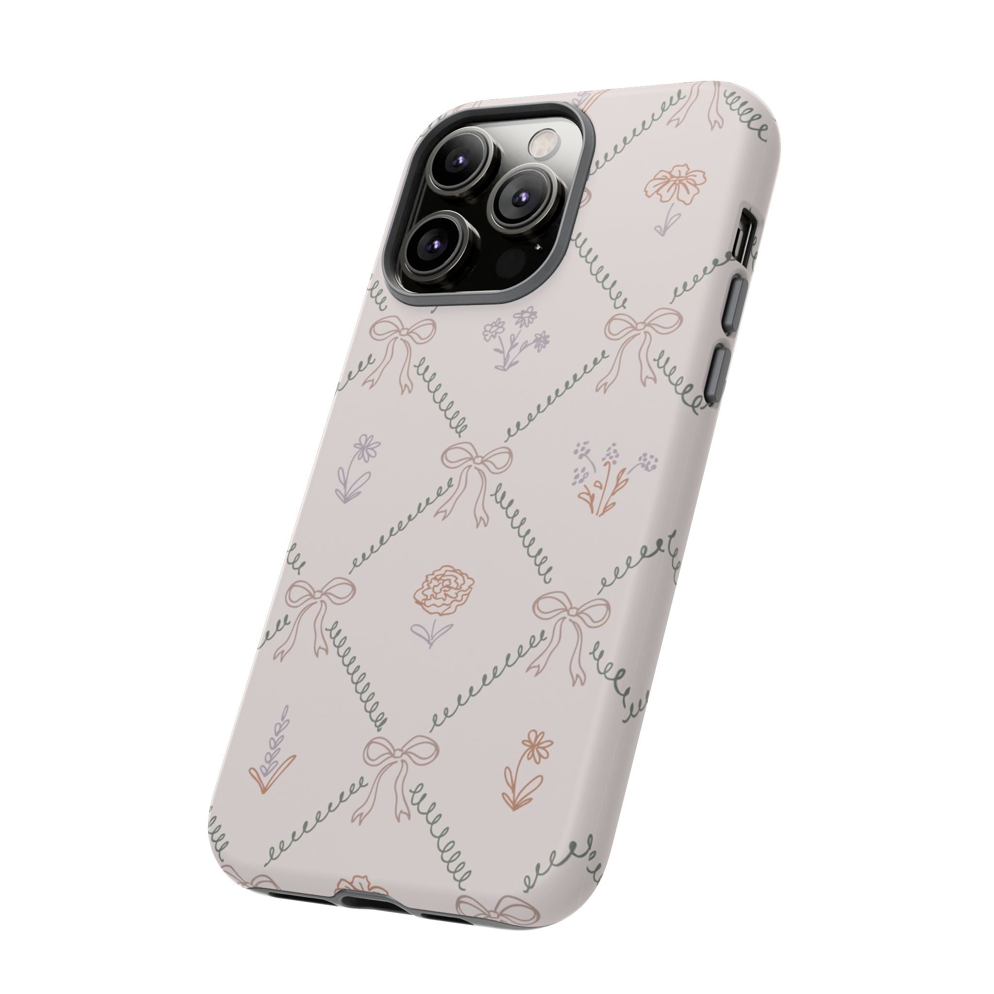 Floral Bow Pattern Tough iPhone Case
