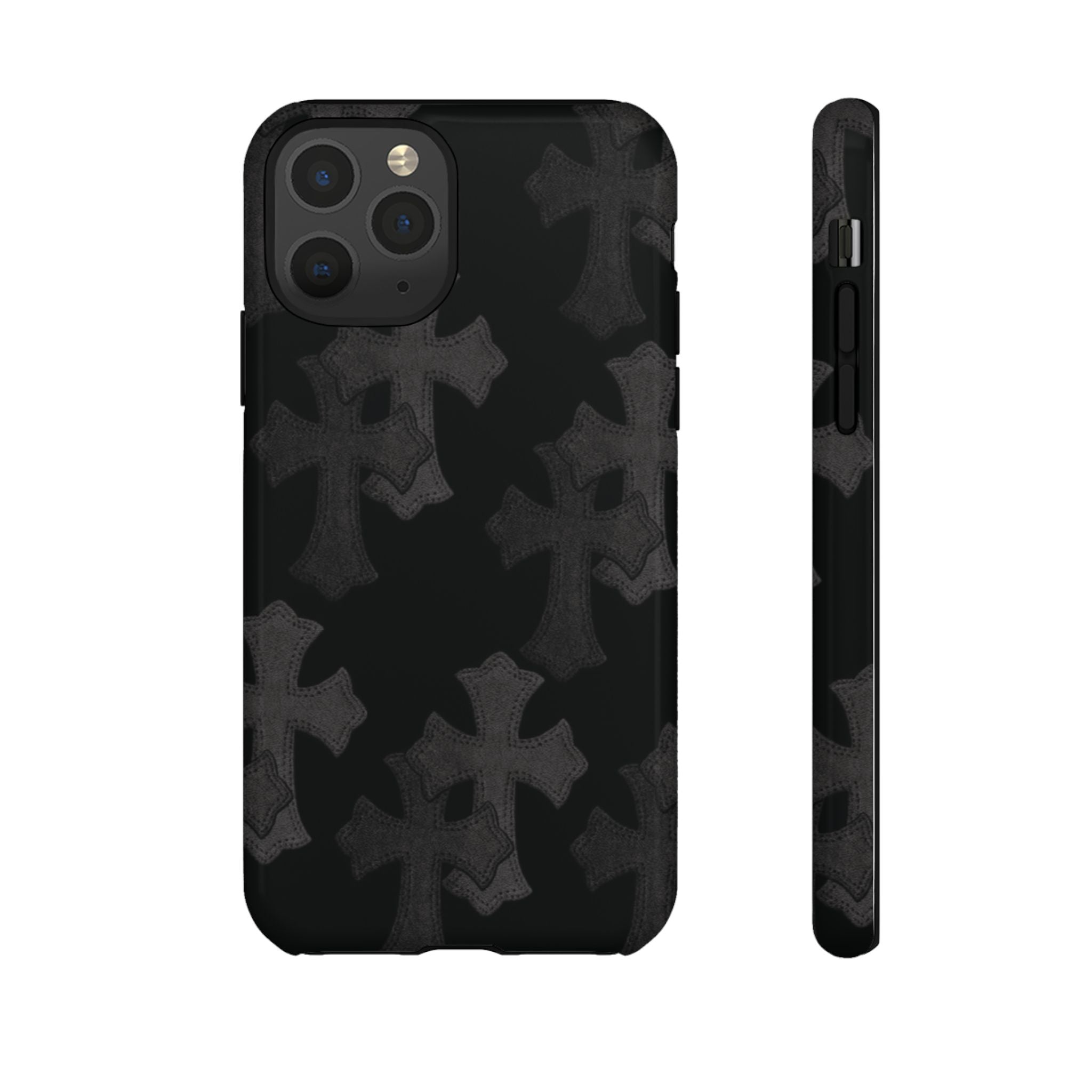 Black Cross Pattern Tough iPhone Case — Gothic Protective iPhone Cover