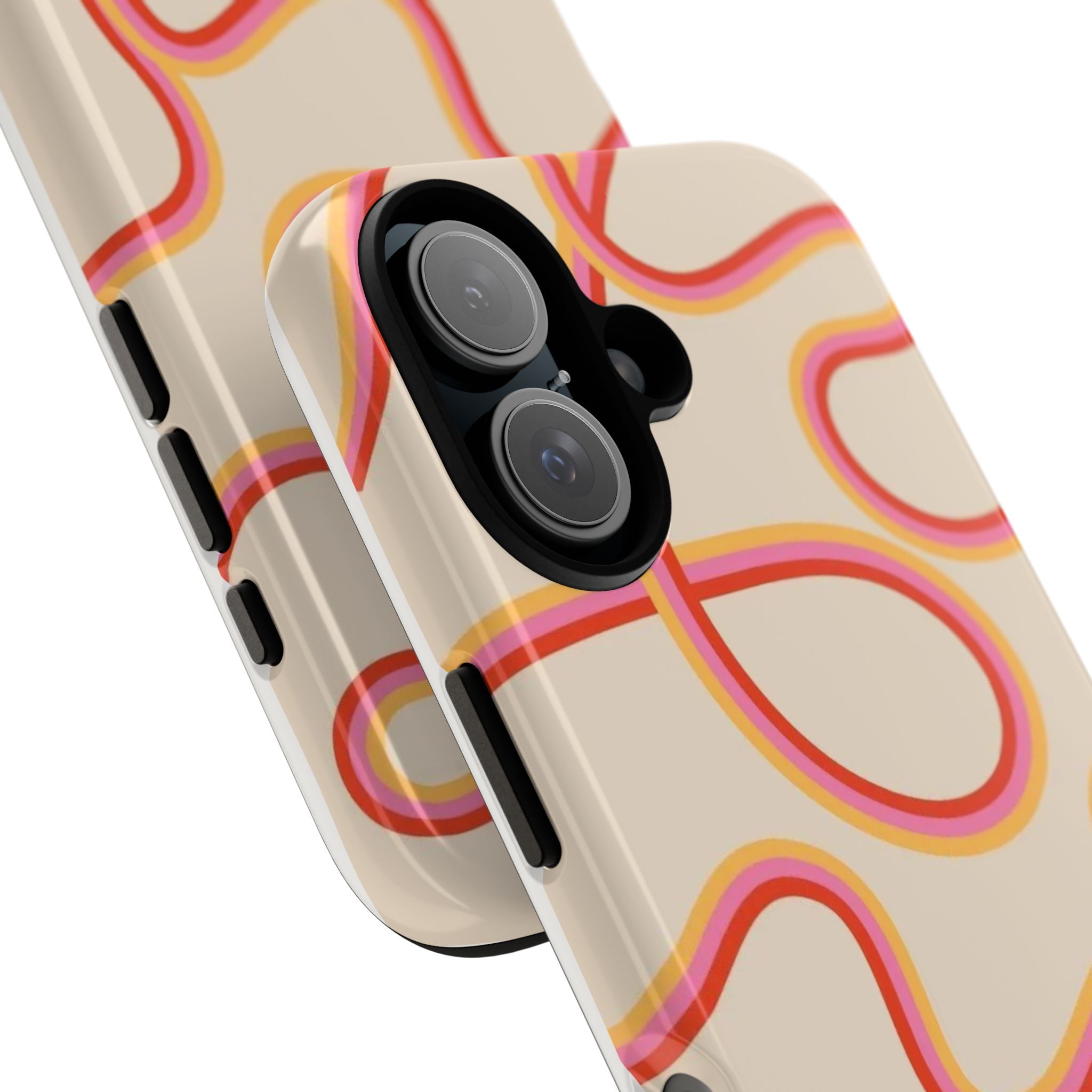 Retro Loop Pattern iPhone Case – Peach & Sunset Abstract Tough Case
