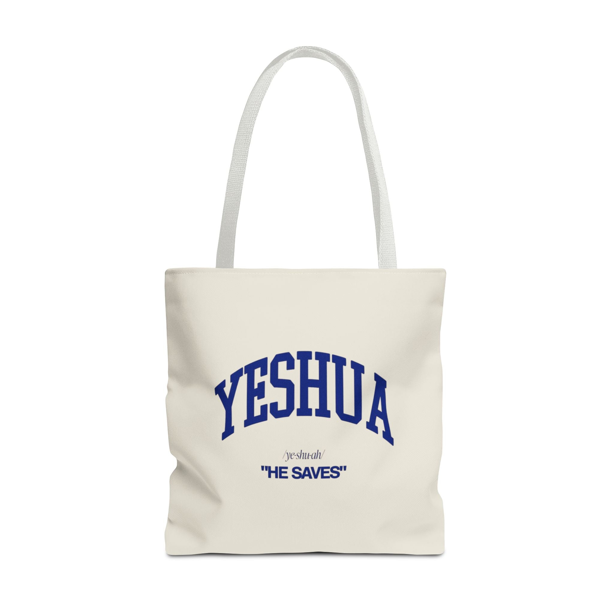 Yeshua 'He Saves' Scripture Tote Bag — Faith-Based Christian Canvas Tote