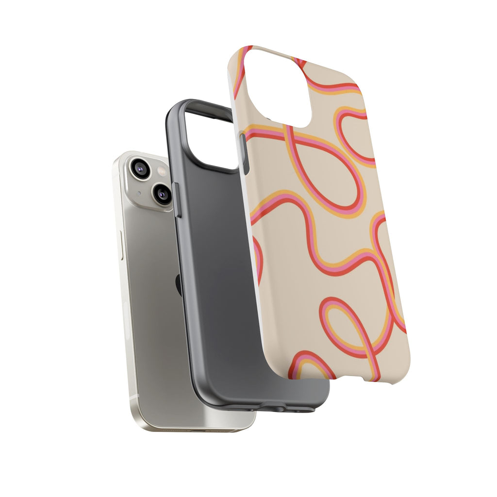 Retro Loop Pattern iPhone Case – Peach & Sunset Abstract Tough Case
