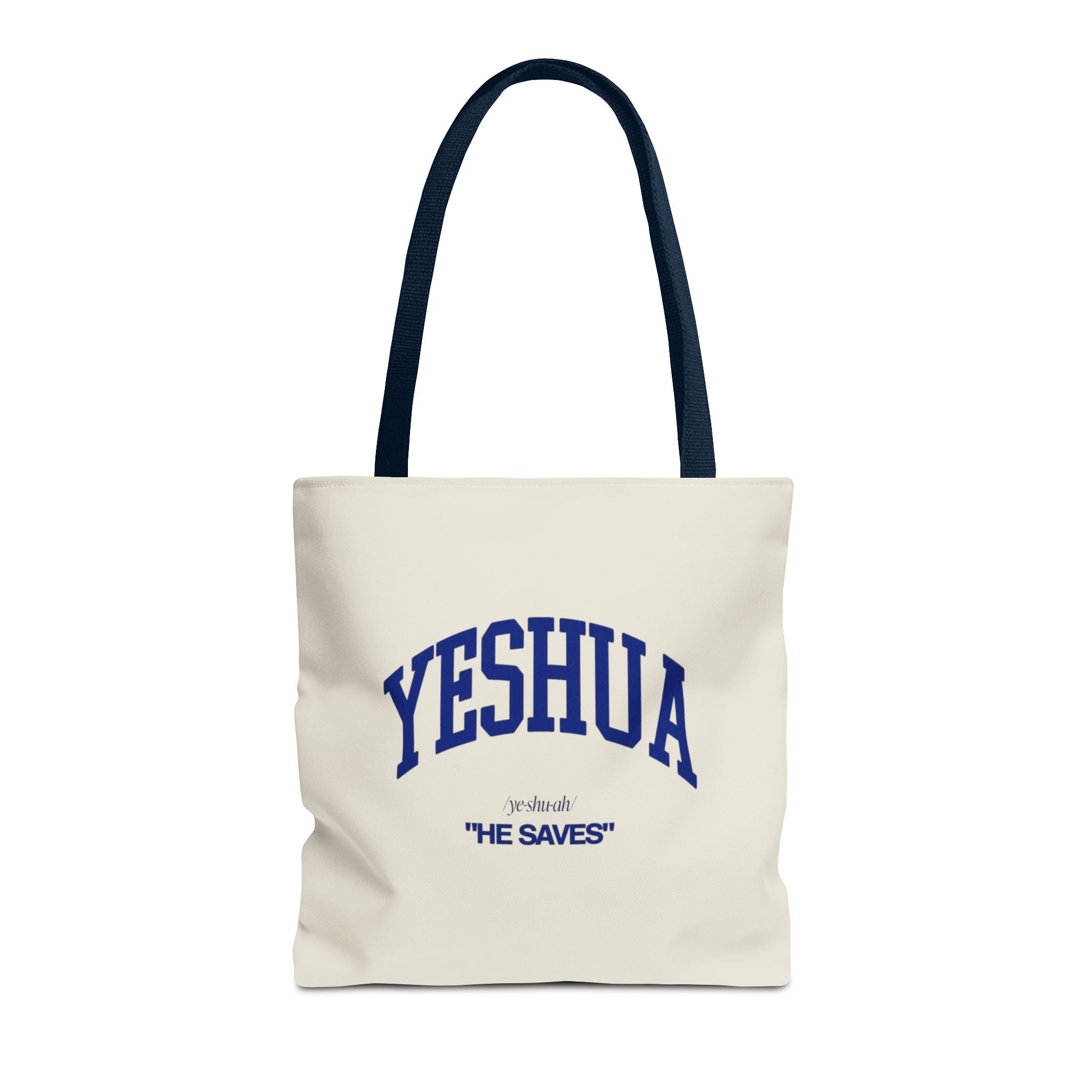 Yeshua 'He Saves' Scripture Tote Bag — Faith-Based Christian Canvas Tote