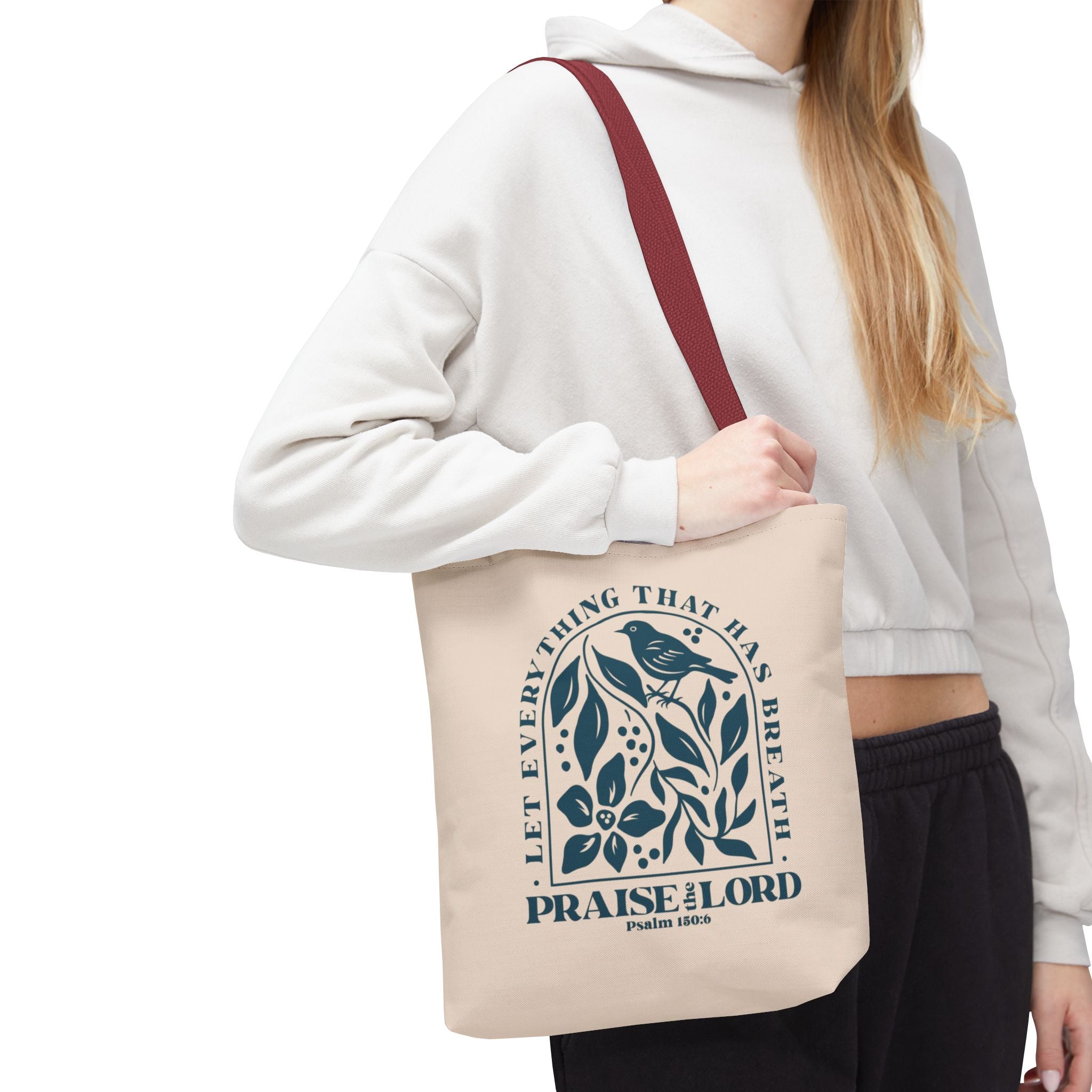 "Praise the Lord" Floral Psalm 150:6 Tote Bag