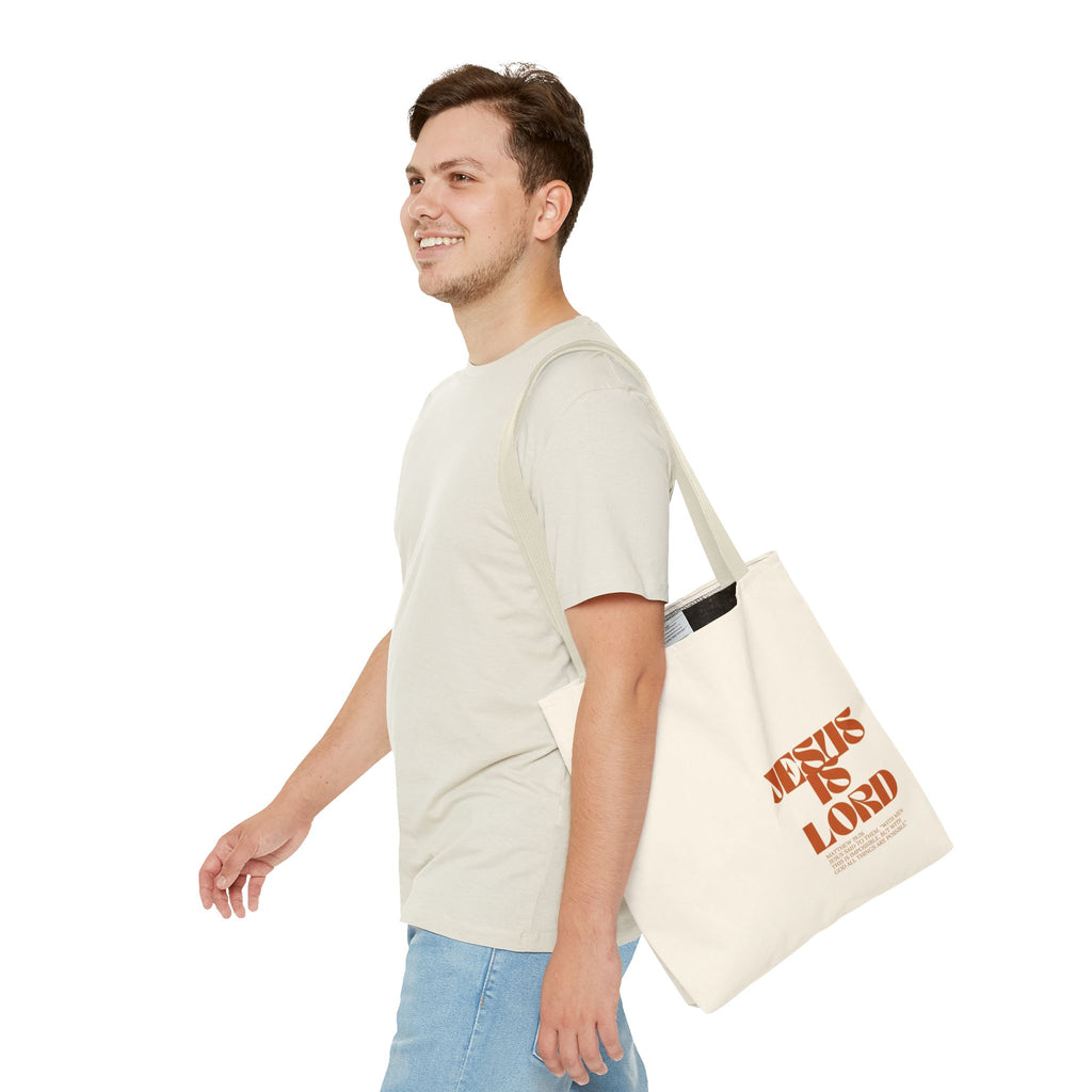 "Jesus Is Lord" Tote Bag — Faith-Based Christian Quote Everyday Tote