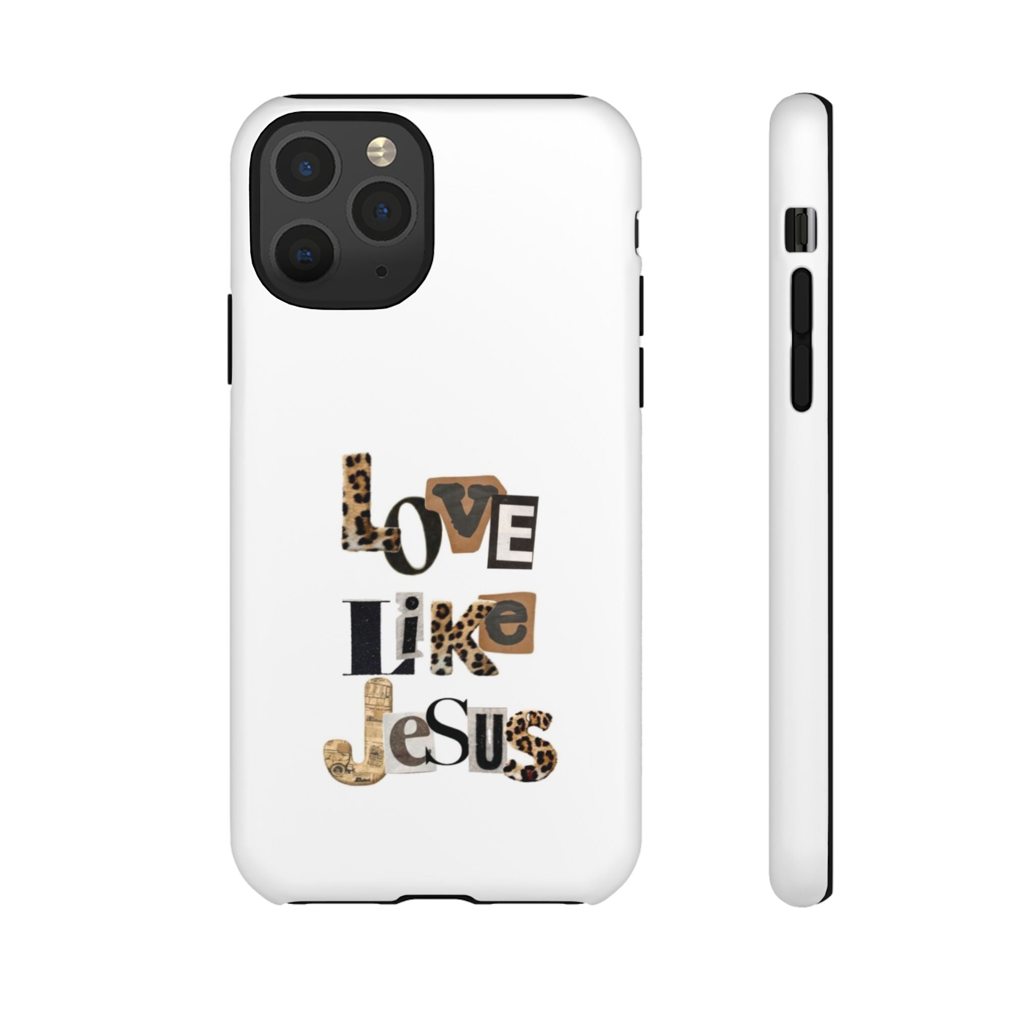 "Love Like Jesus" Leopard Print Christian Tough Phone Case