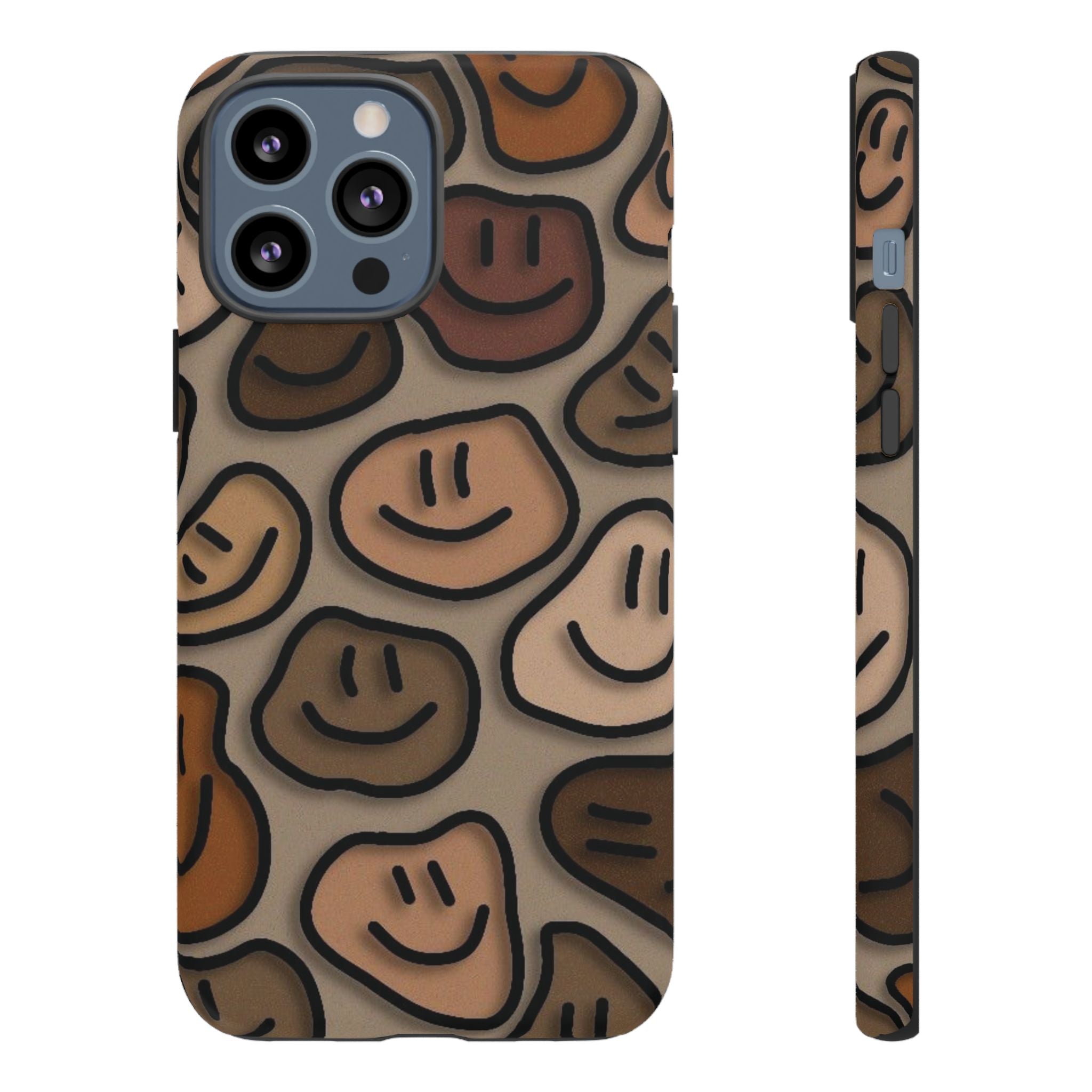 Smiley Faces iPhone Case — Neutral Brown Diverse Smiles Protective Cover