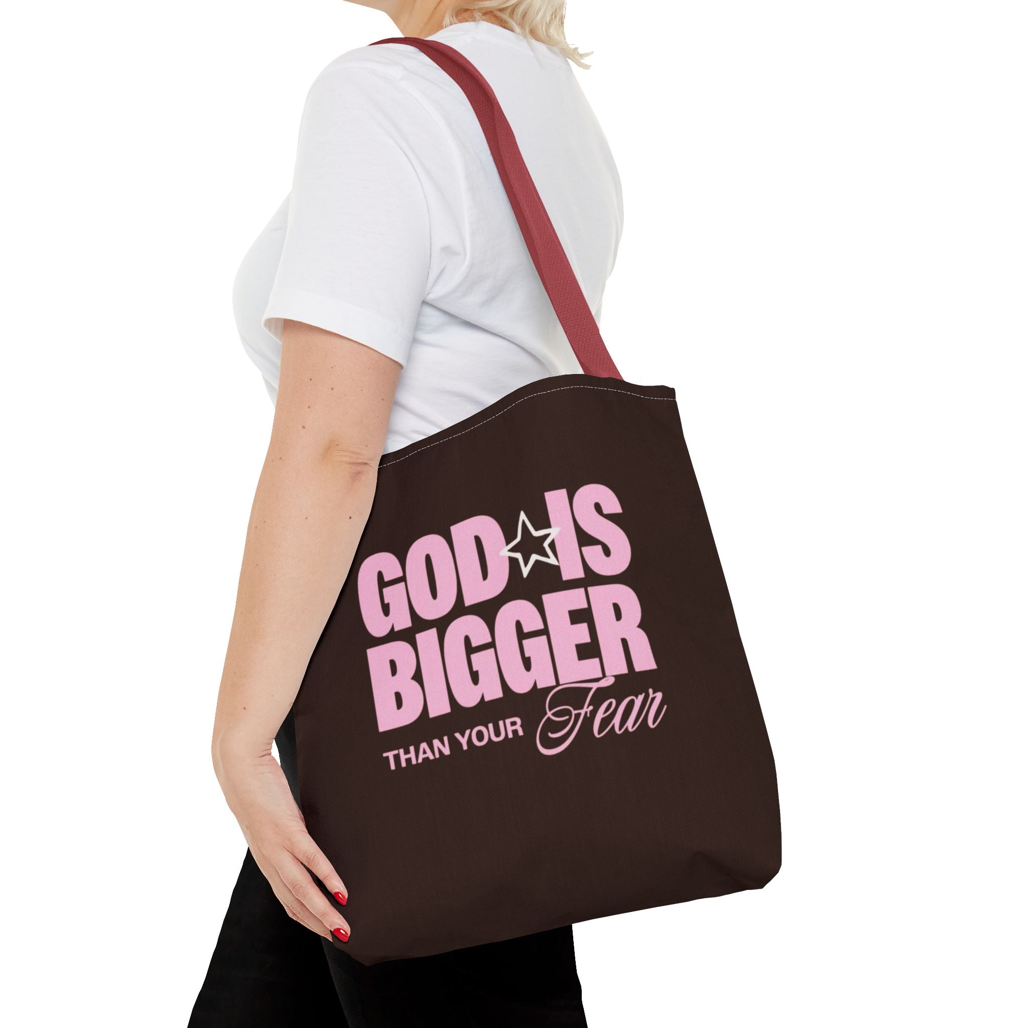 "God Is Bigger Than Your Fear" Scripture Quote Tote Bag